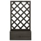 vidaXL Γλάστρα Κήπου με Καφασωτό Γκρι 50x25x90 εκ. Μασίφ Ξύλο Ελάτης