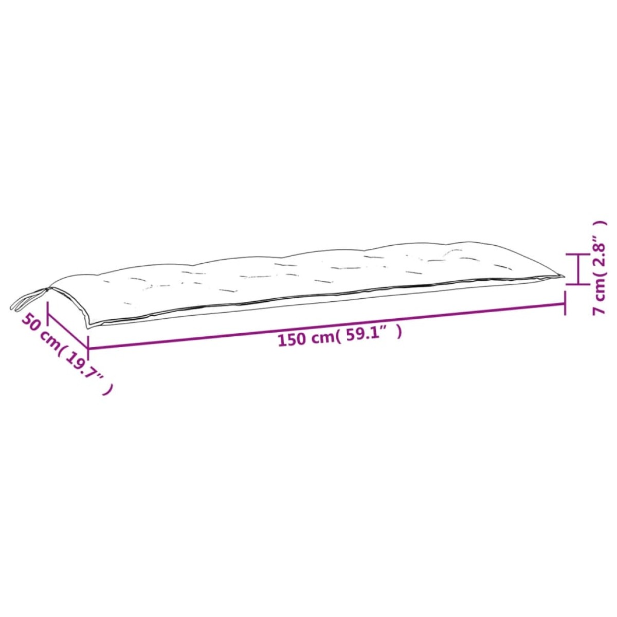 vidaXL Μαξιλάρι Πάγκου Κήπου Ανθρακί 150x50x7 εκ. Ύφασμα Oxford