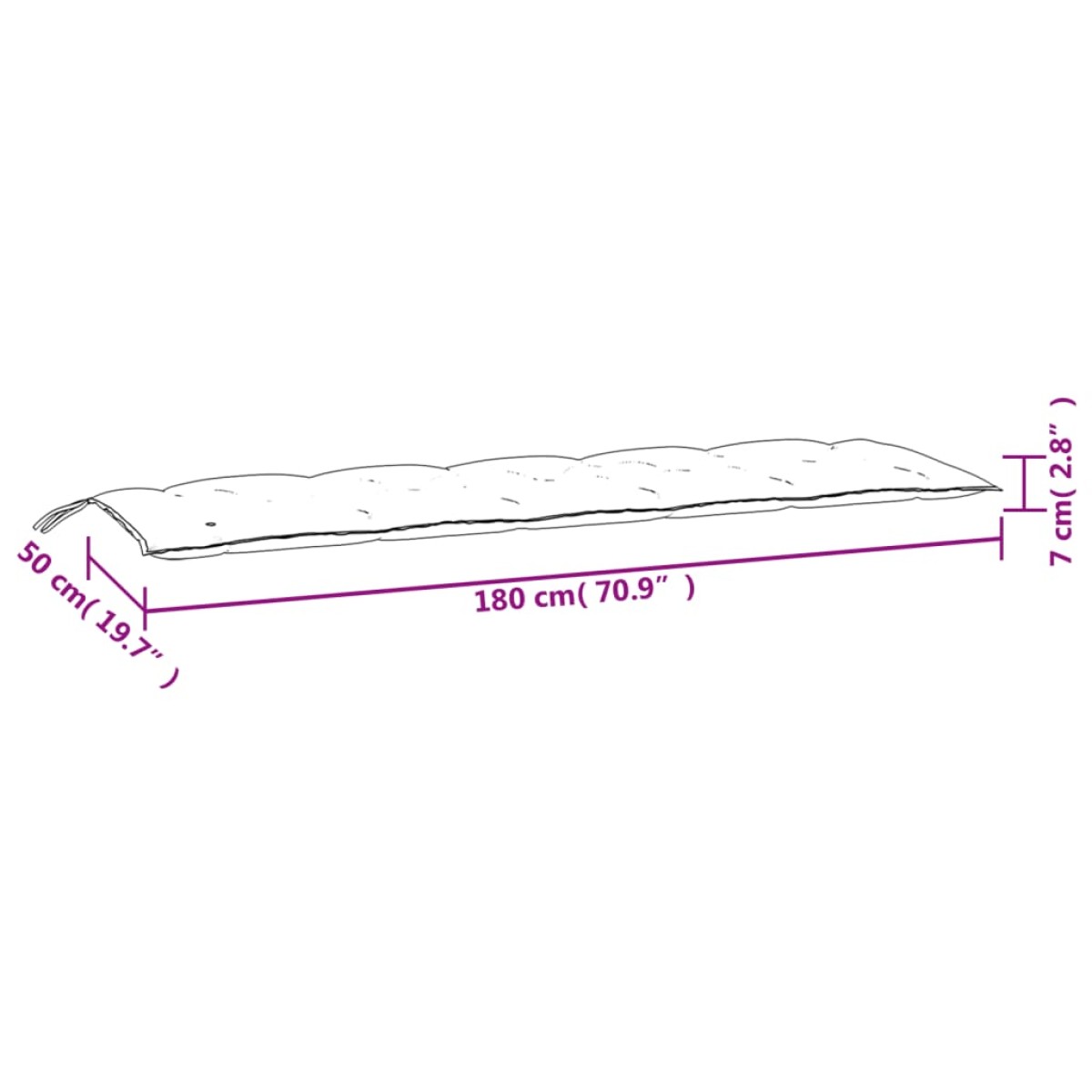 vidaXL Μαξιλάρι Πάγκου Κήπου Αν. Πράσινο 180x50x7 εκ. Ύφασμα Oxford