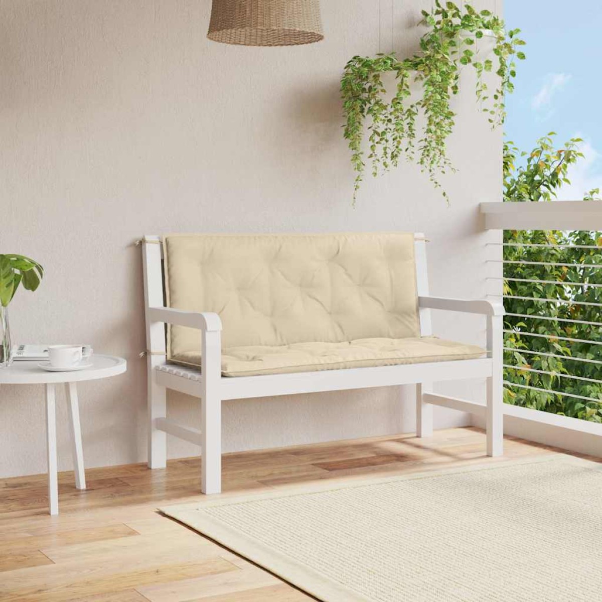vidaXL Μαξιλάρια Πάγκου Κήπου 2 τεμ. Μπεζ 120x50x7cm Ύφασμα Oxford