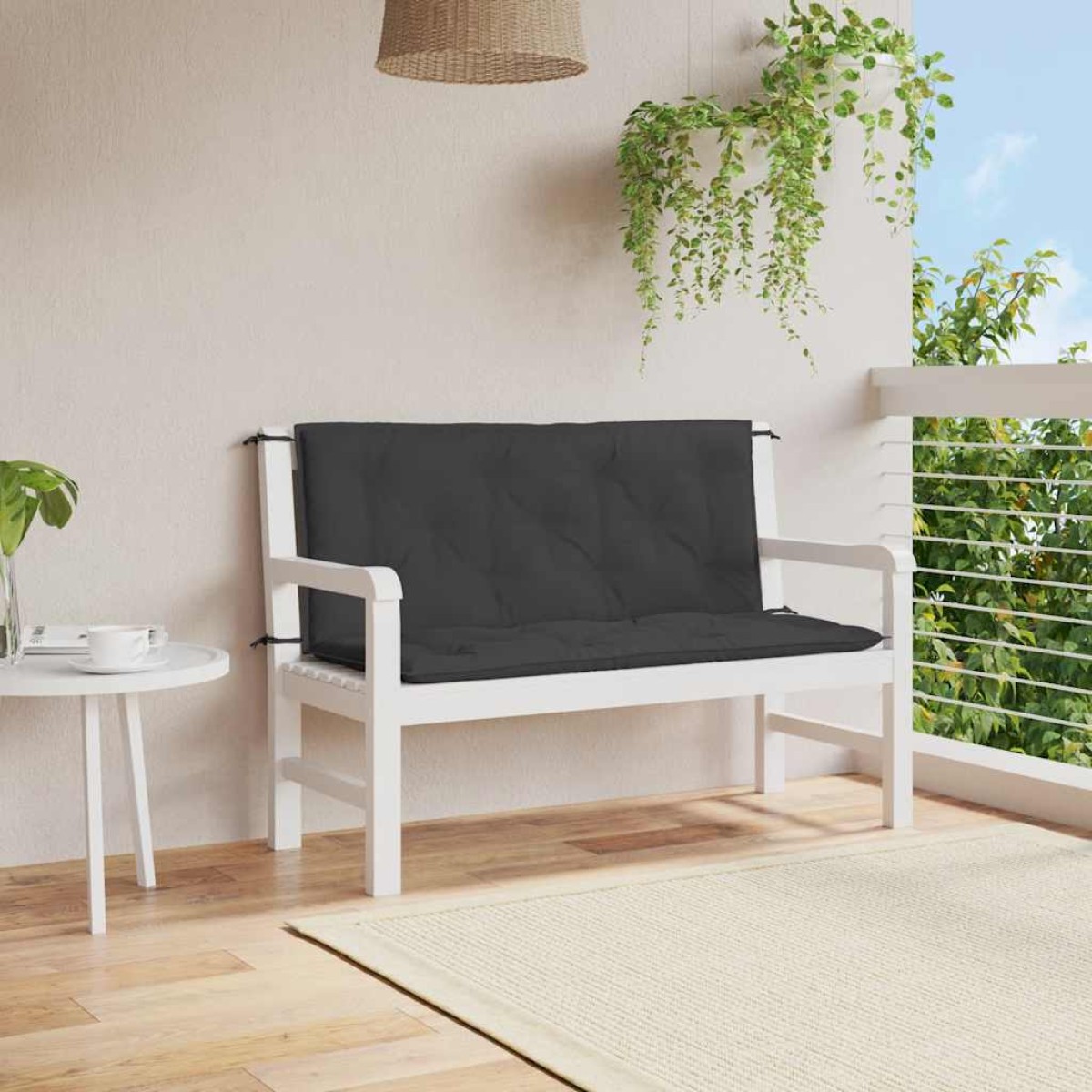 vidaXL Μαξιλάρια Πάγκου Κήπου 2 τεμ. Μαύρο 120x50x7cm Ύφασμα Oxford