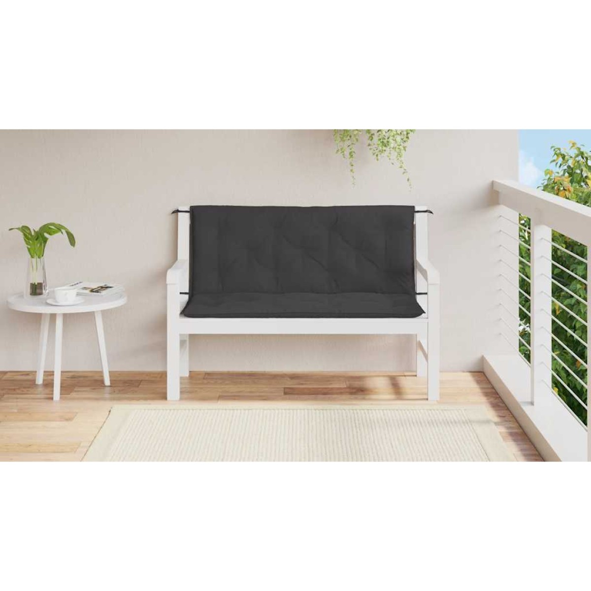 vidaXL Μαξιλάρια Πάγκου Κήπου 2 τεμ. Μαύρο 120x50x7cm Ύφασμα Oxford