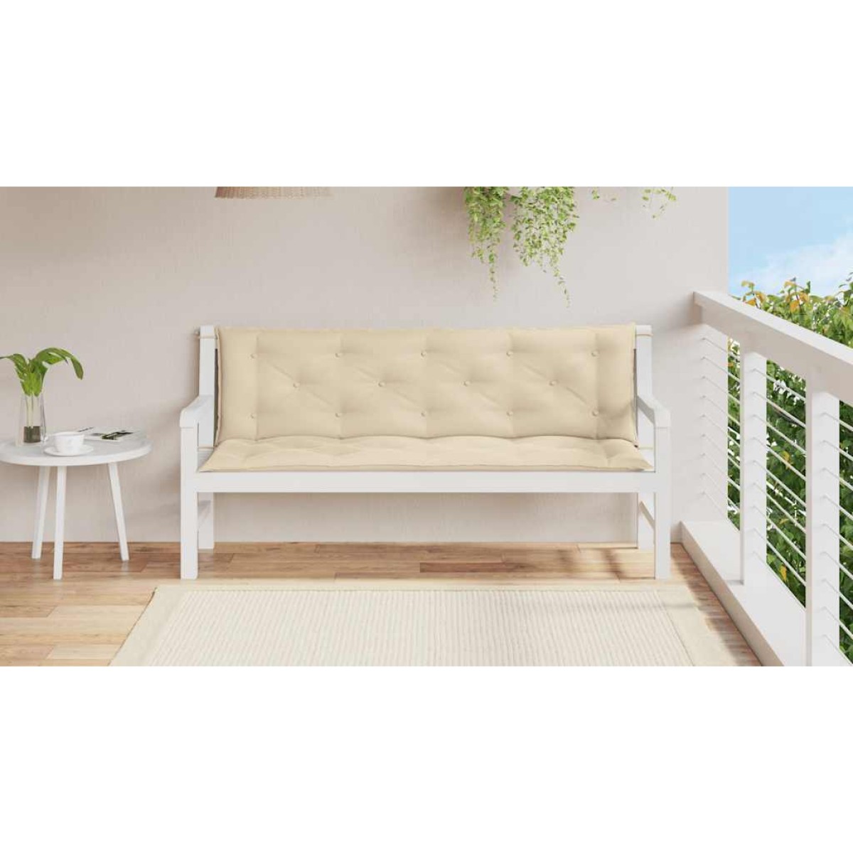 vidaXL Μαξιλάρια Πάγκου Κήπου 2 τεμ. Μπεζ 150x50x7cm Ύφασμα Oxford