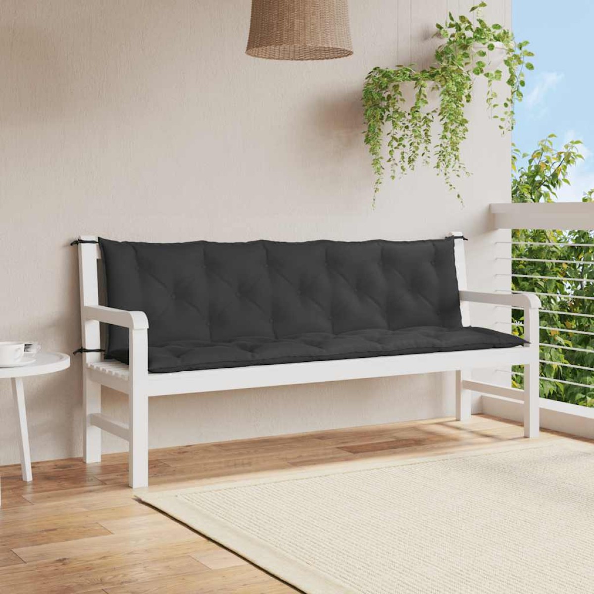 vidaXL Μαξιλάρια Πάγκου Κήπου 2 τεμ. Μαύρο 180x50x7cm Ύφασμα Oxford