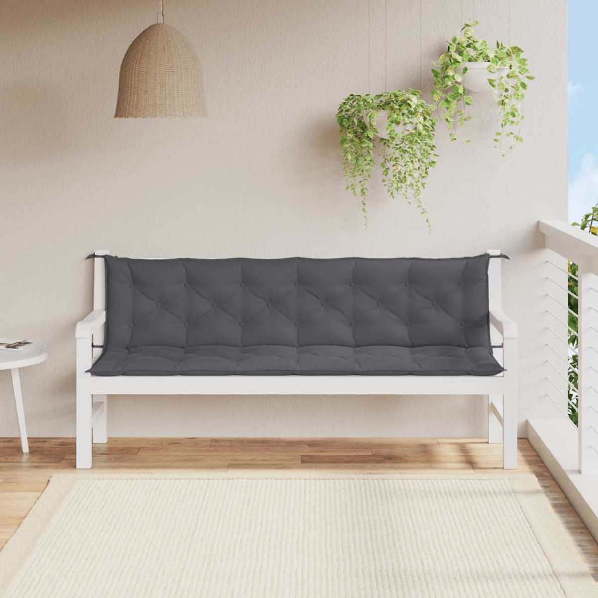 vidaXL Μαξιλάρια Πάγκου Κήπου 2 τεμ. Ανθρακί 200x50x7cm Ύφασμα Oxford