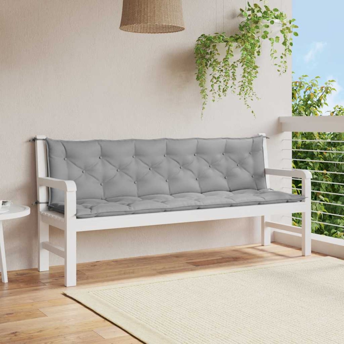 vidaXL Μαξιλάρια Πάγκου Κήπου 2 τεμ. Γκρι 200x50x7cm Ύφασμα Oxford