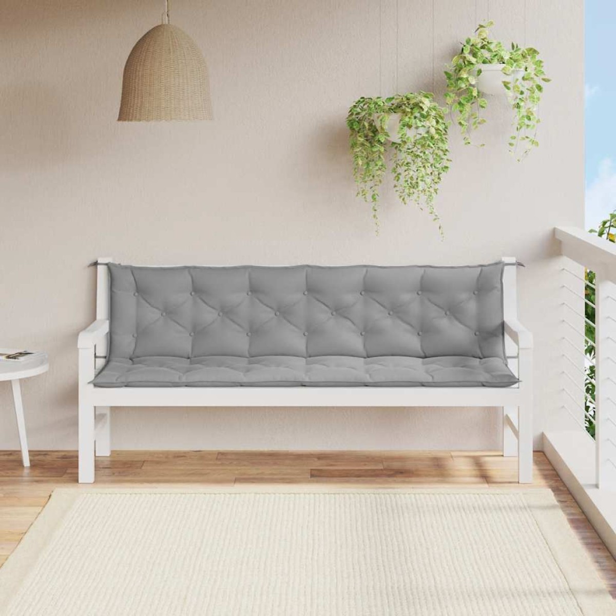 vidaXL Μαξιλάρια Πάγκου Κήπου 2 τεμ. Γκρι 200x50x7cm Ύφασμα Oxford