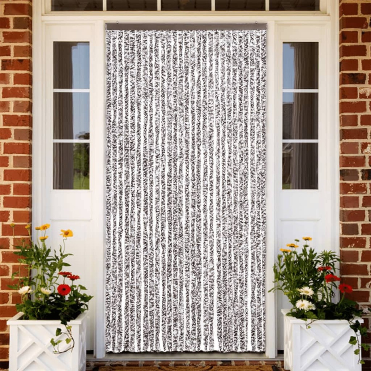vidaXL Σήτα - Κουρτίνα Πόρτας Καφέ / Μπεζ 120 x 220 εκ. από Σενίλ