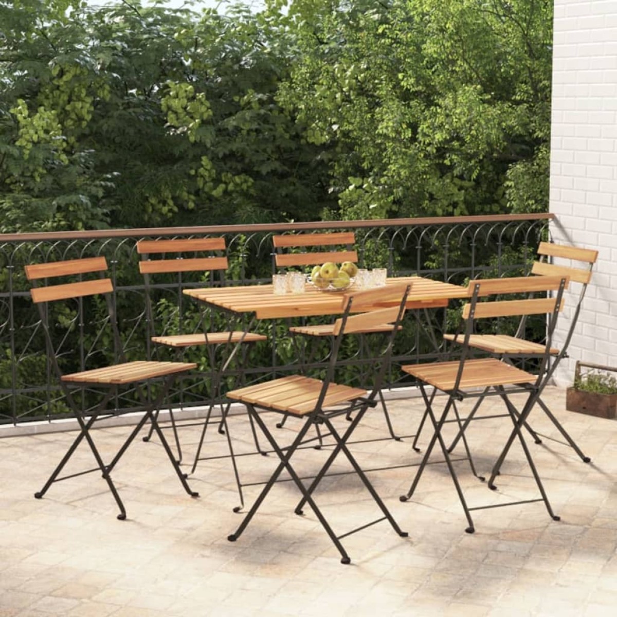 vidaXL Καρέκλες Bistro Πτυσσόμενες 6 τεμ. Μασίφ Ξύλο Teak και Ατσάλι