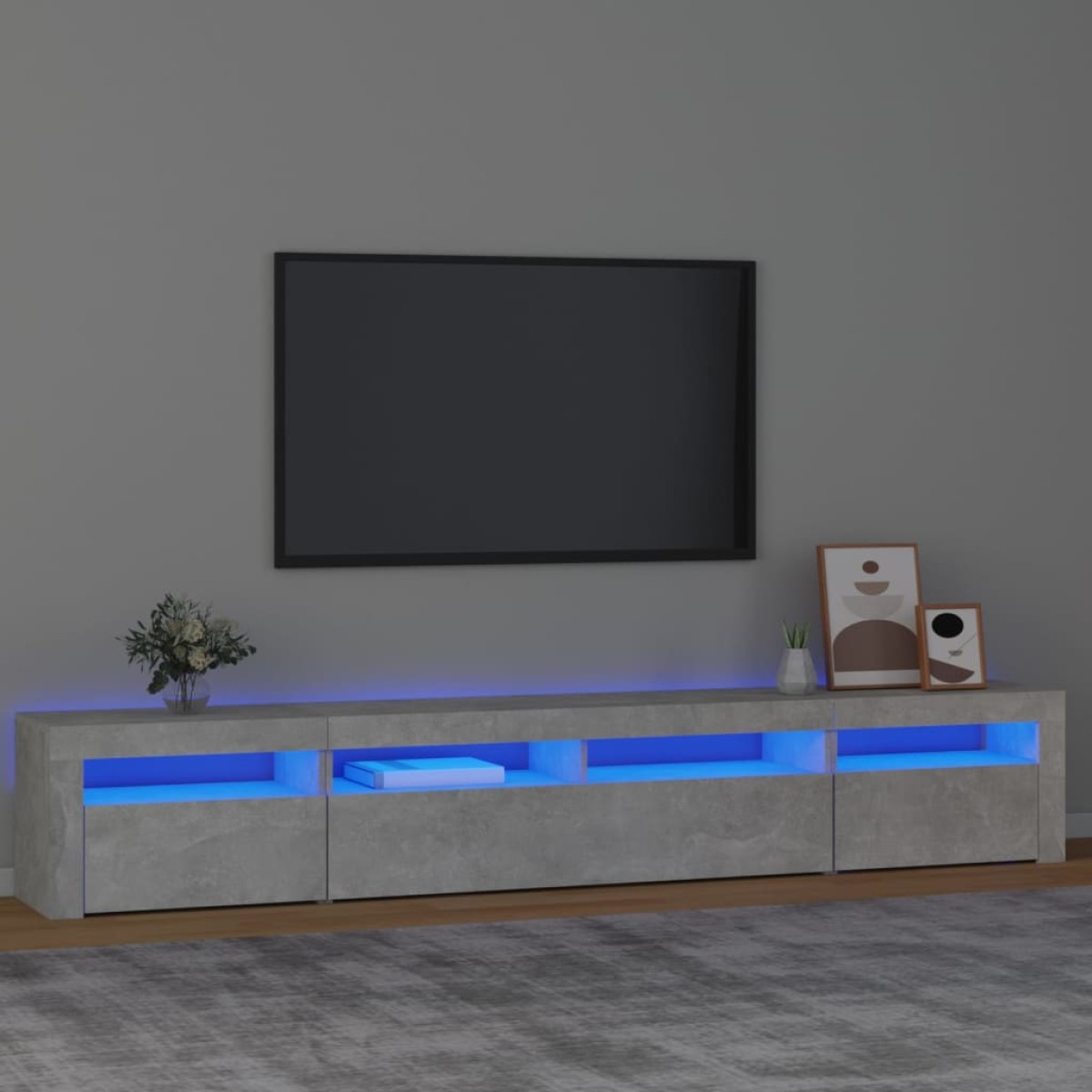vidaXL Έπιπλο Τηλεόρασης με LED Γκρι Σκυροδέματος 240 x 35 x 40 εκ.