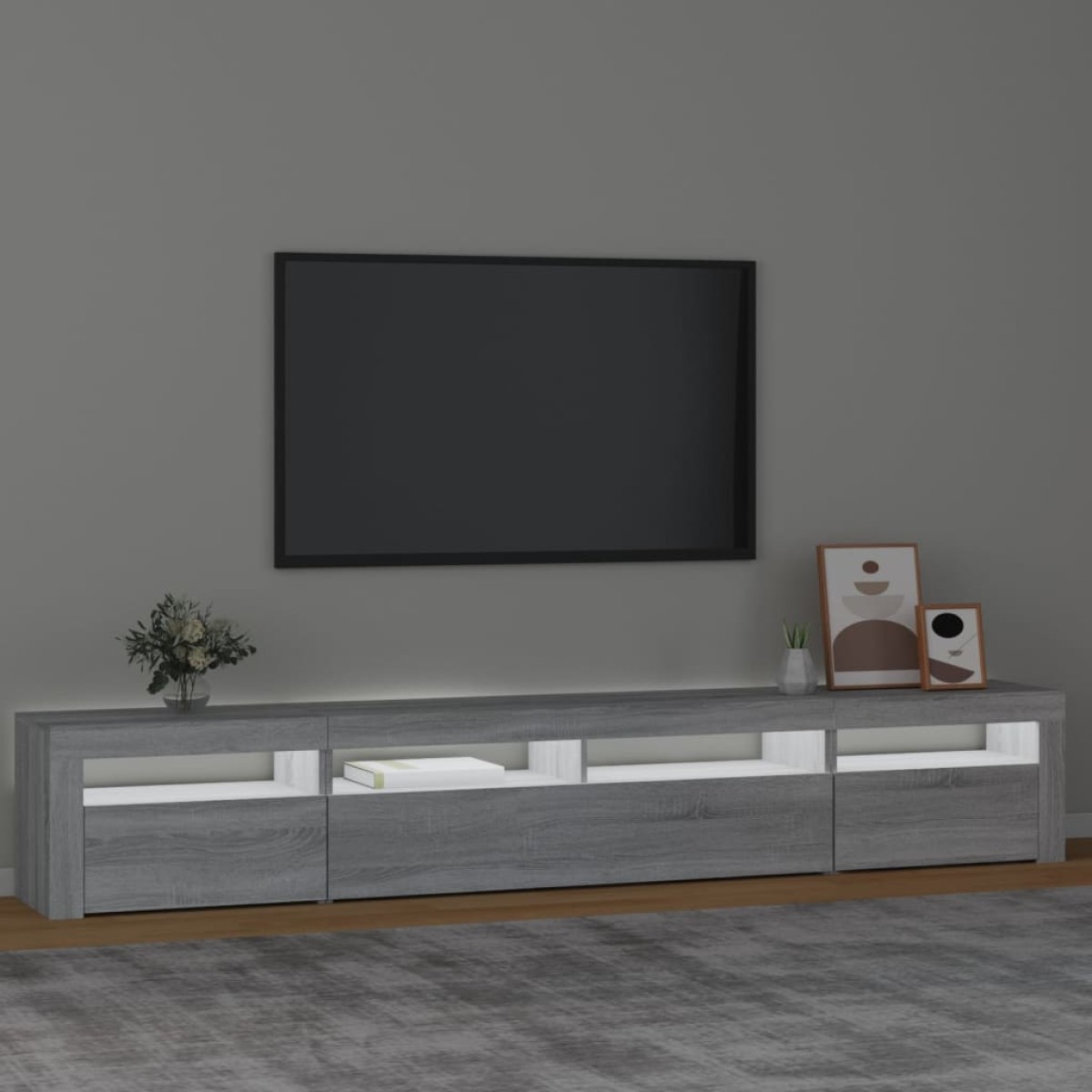 vidaXL Έπιπλο Τηλεόρασης με LED Γκρι Sonoma 240x35x40 εκ.