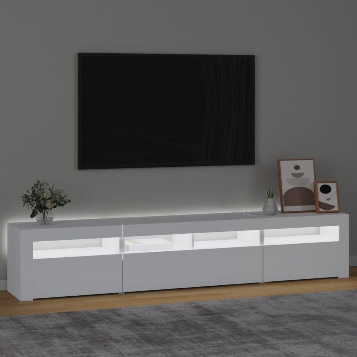 vidaXL Έπιπλο Τηλεόρασης με LED Λευκό 210x35x40 εκ.
