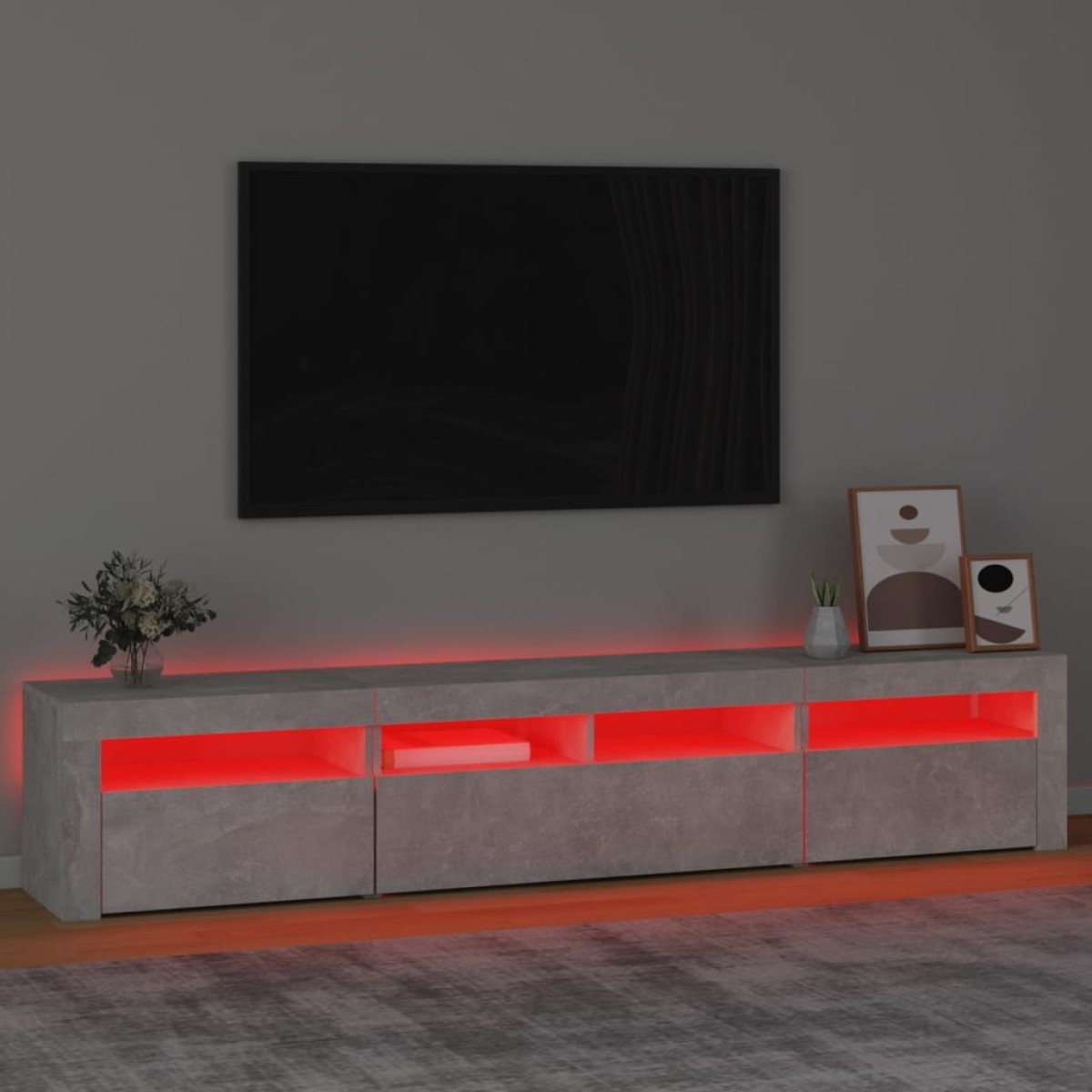 vidaXL Έπιπλο Τηλεόρασης με LED Γκρι Σκυροδέματος 210x35x40 εκ.