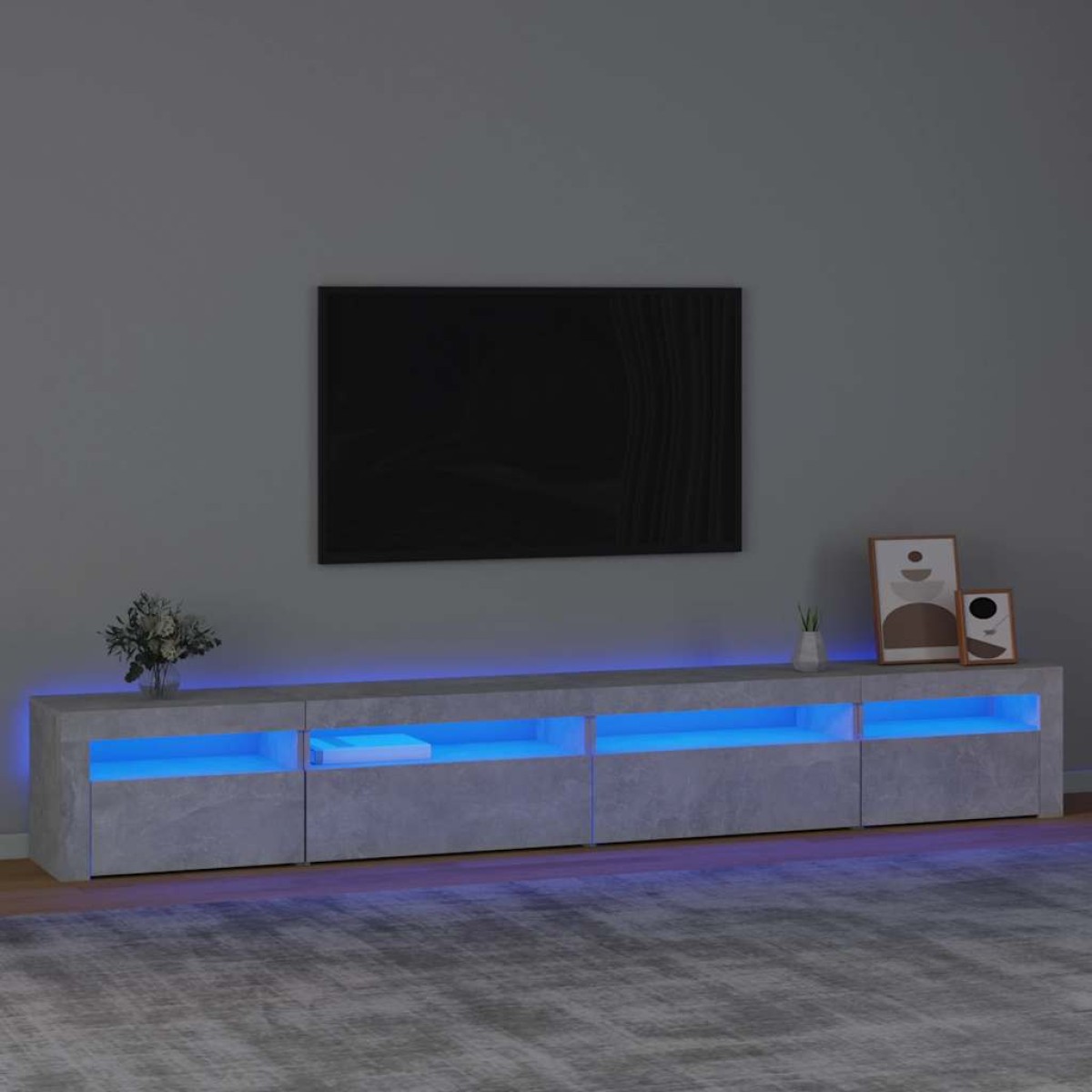 vidaXL Έπιπλο Τηλεόρασης με LED Γκρι Σκυροδέματος 270x35x40 εκ.
