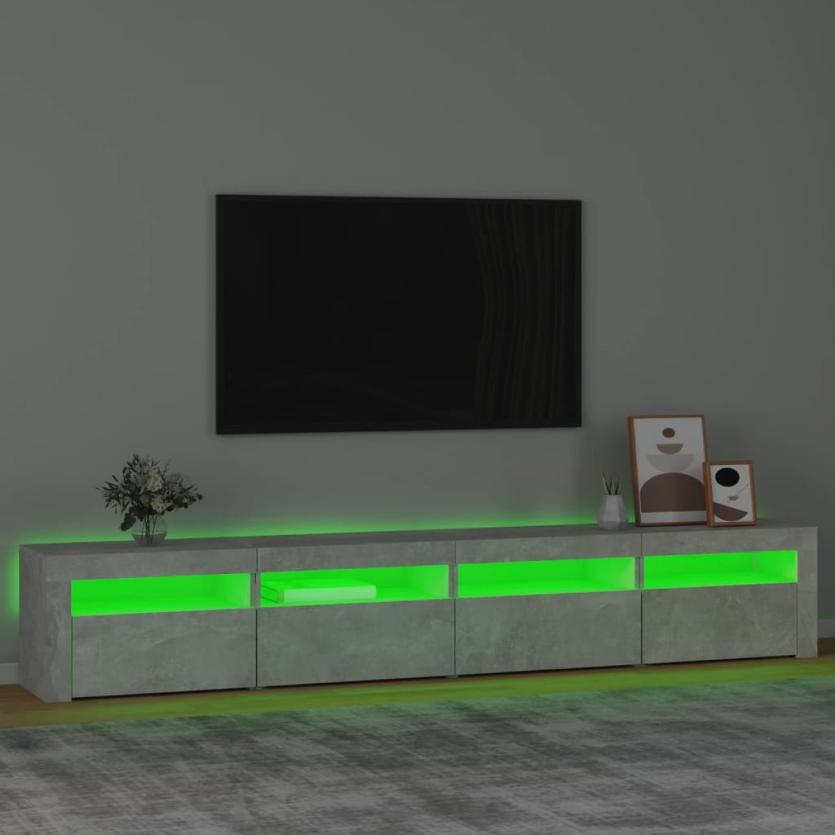 vidaXL Έπιπλο Τηλεόρασης με LED Γκρι Σκυροδέματος 240 x 35 x 40 εκ.