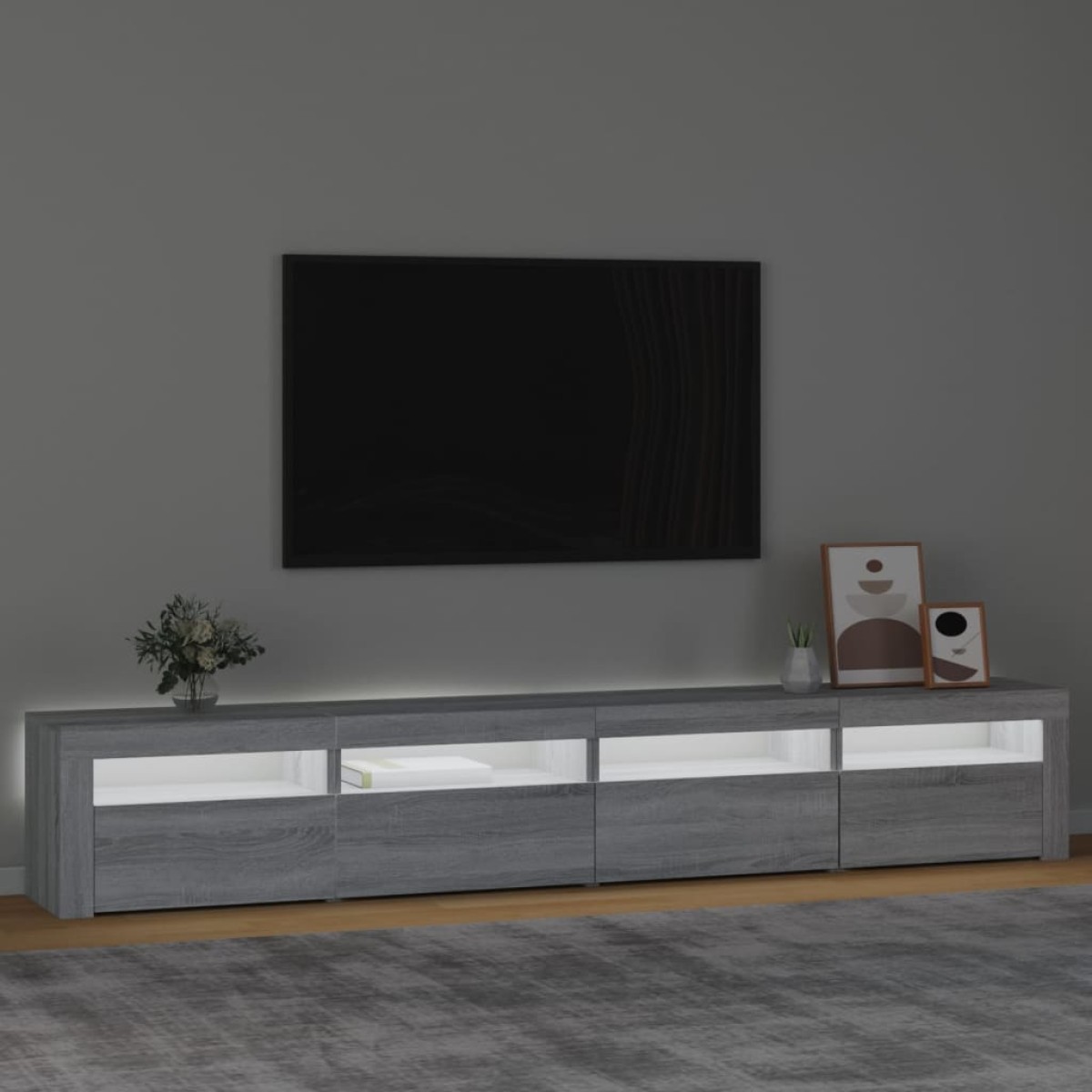 vidaXL Έπιπλο Τηλεόρασης με LED Γκρι Sonoma 240x35x40 εκ.