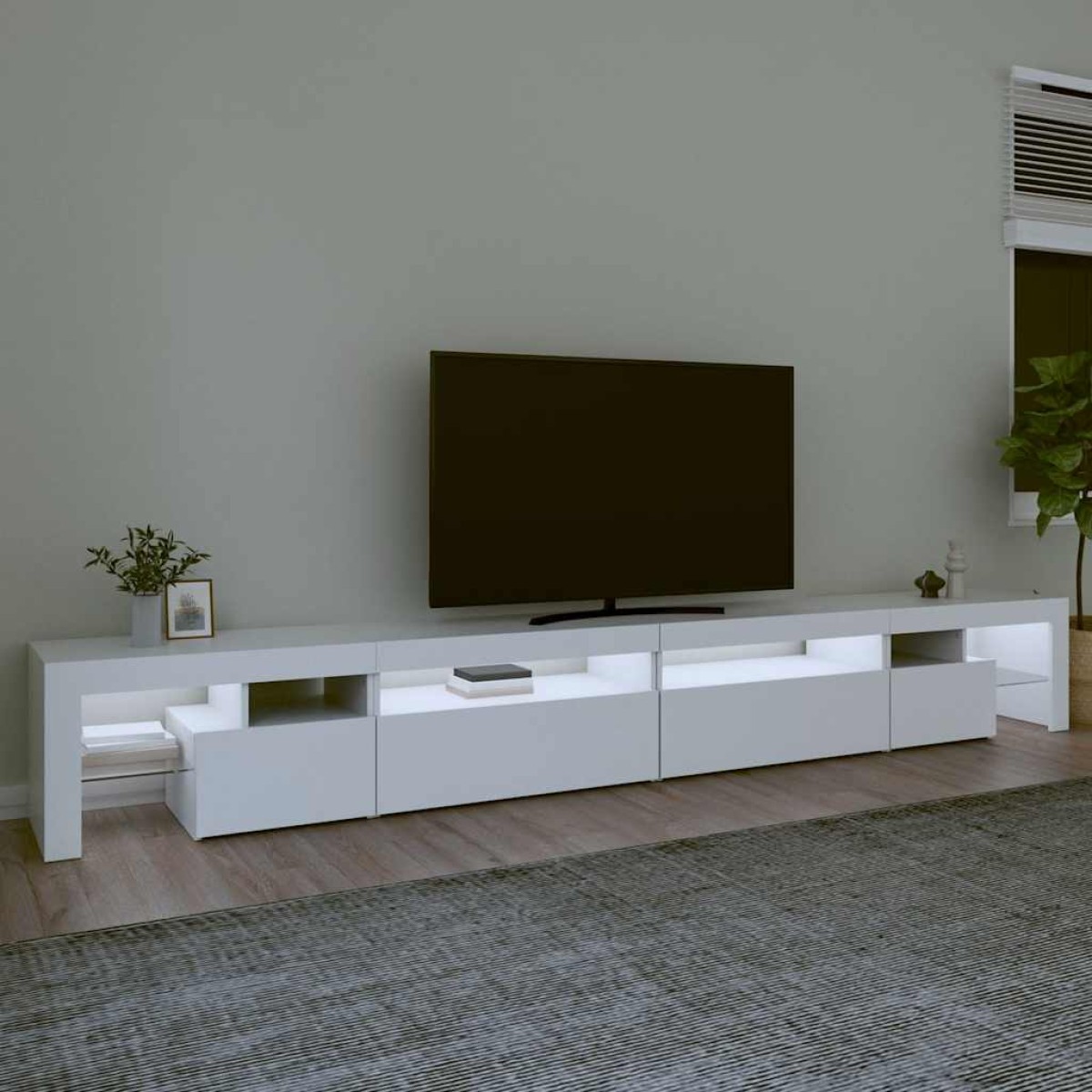 vidaXL Έπιπλο Τηλεόρασης με LED Λευκό 290 x 36,5 x 40 εκ.