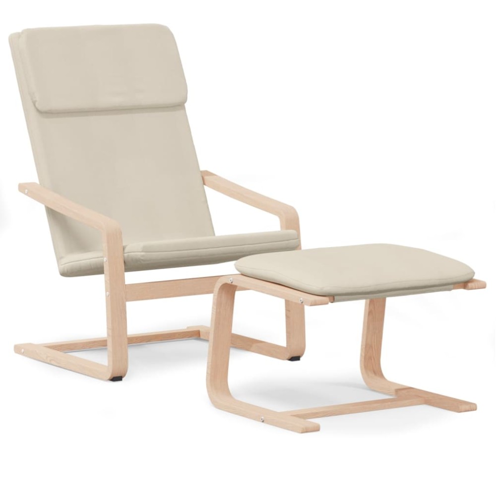 vidaXL Πολυθρόνα Relax Κρεμ Υφασμάτινη με Υποπόδιο