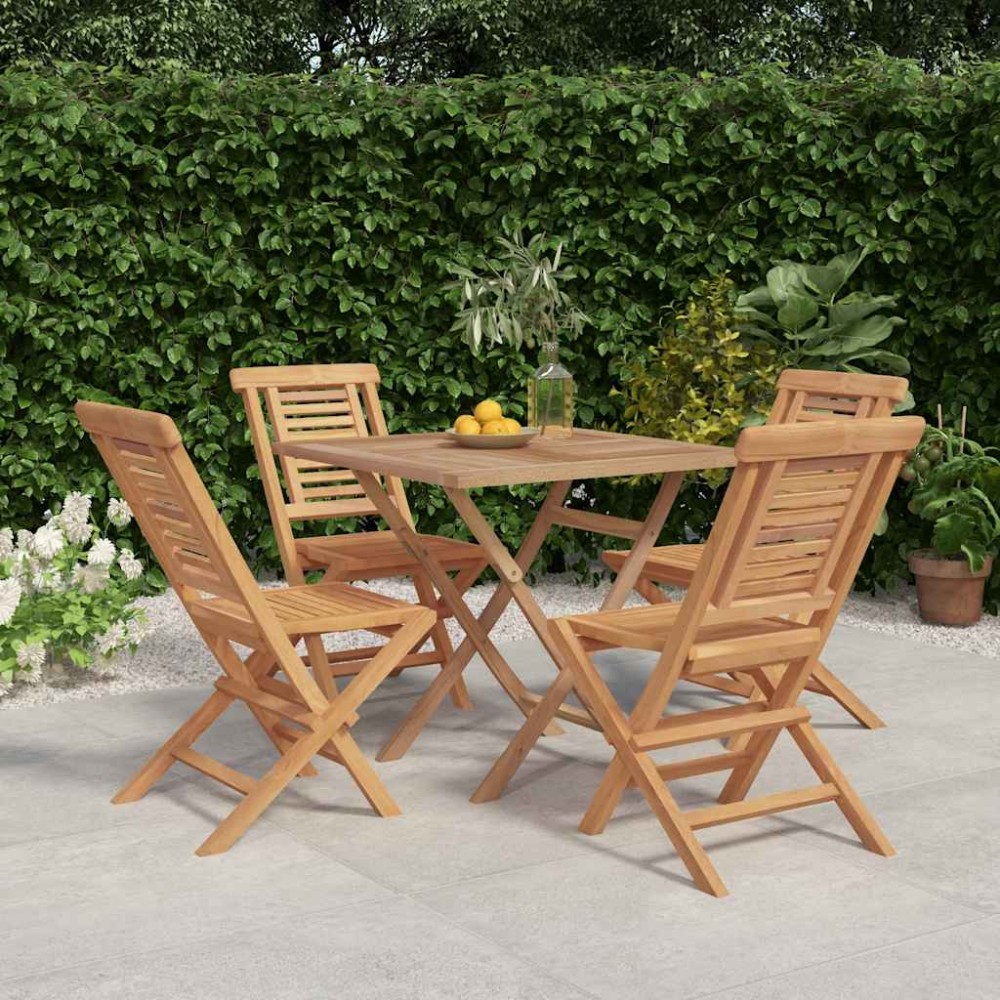vidaXL Σετ Τραπεζαρίας Κήπου 5 Τεμαχίων από Μασίφ Ξύλο Teak