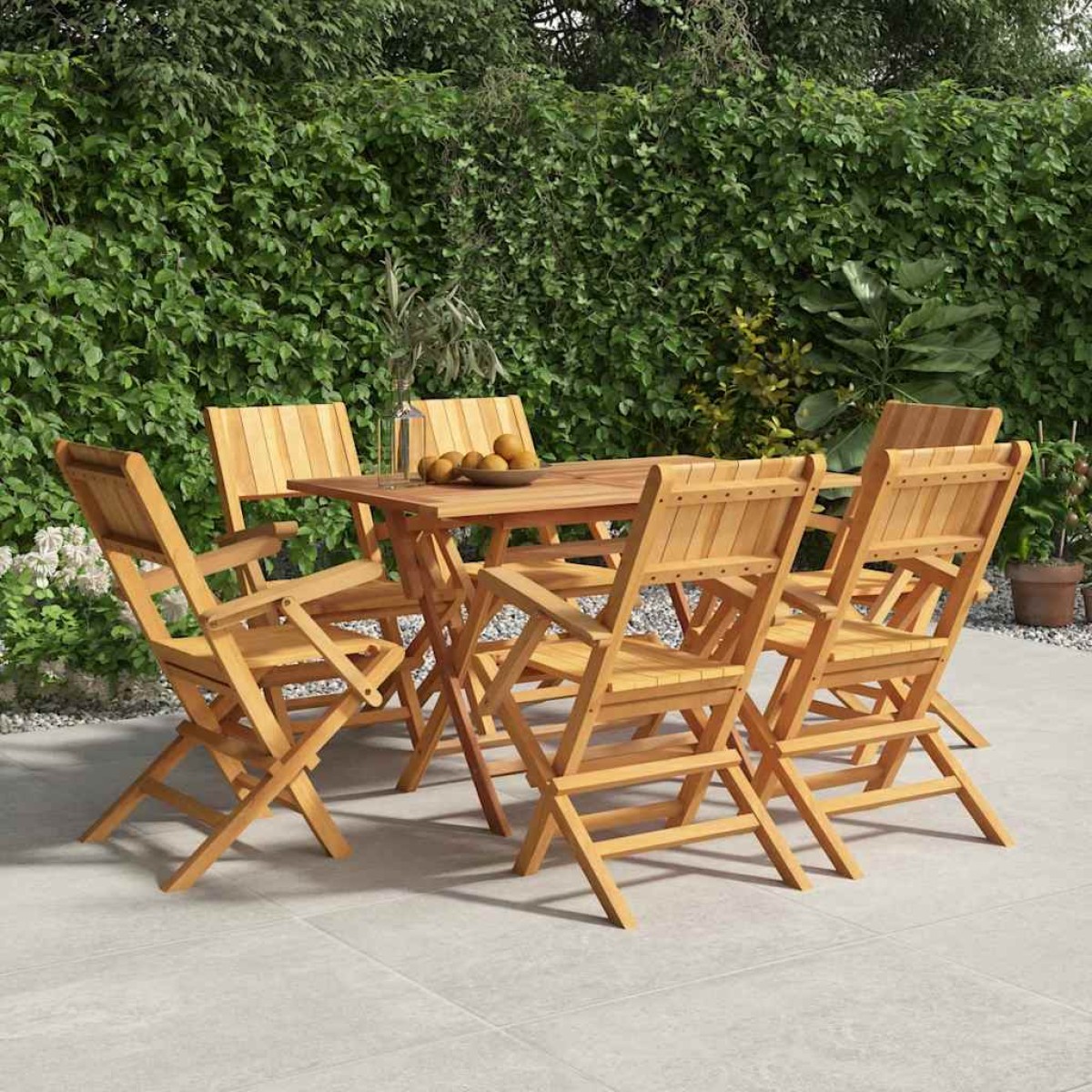vidaXL Καρέκλες Κήπου Πτυσσόμενες 6 τεμ. 55x61x90 εκ. Μασίφ Ξύλο Teak