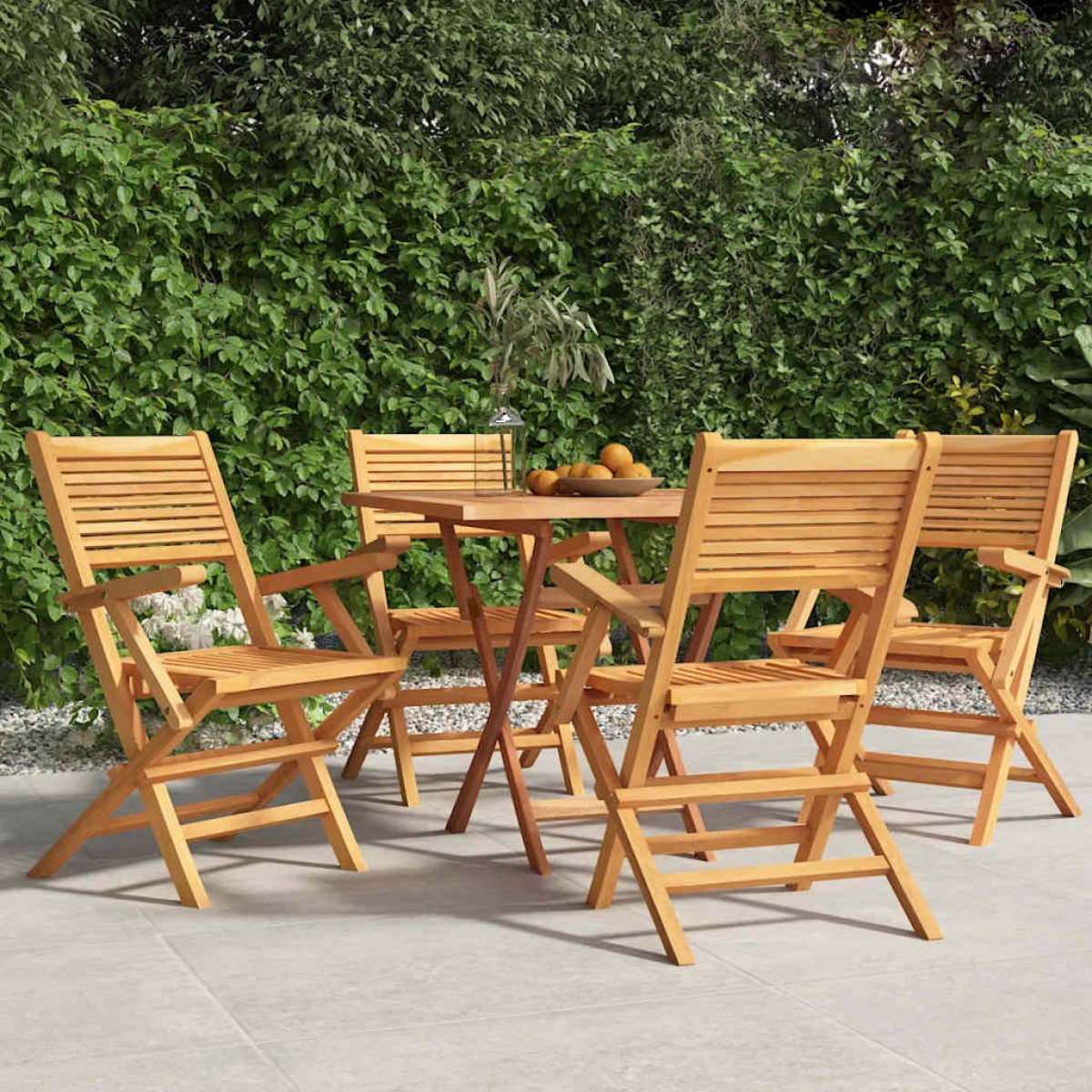 vidaXL Καρέκλες Κήπου Πτυσσόμενες 4 τεμ. 55x62x90 εκ. Μασίφ Ξύλο Teak