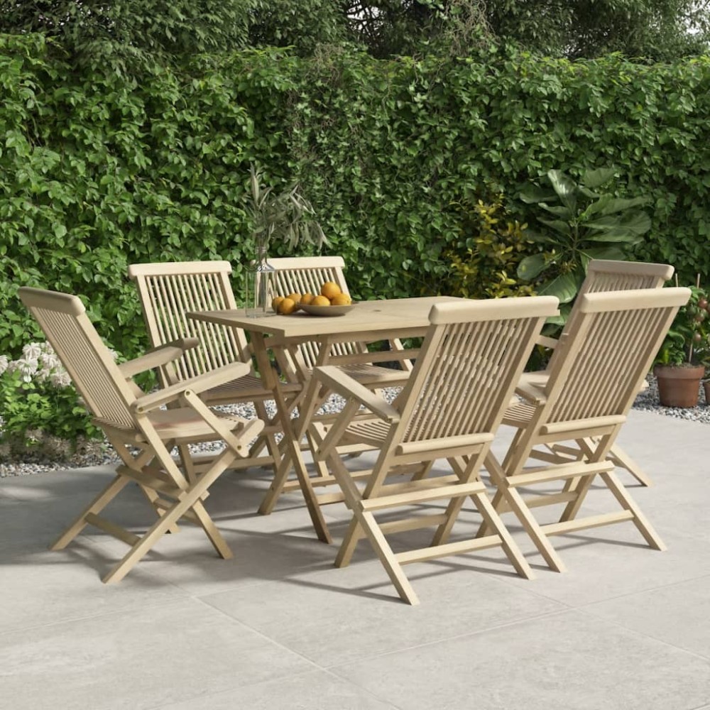 vidaXL Πτυσσόμενες Καρέκλες 6 τεμ. Γκρι 56x61x89 εκ. Μασίφ Ξύλο Teak