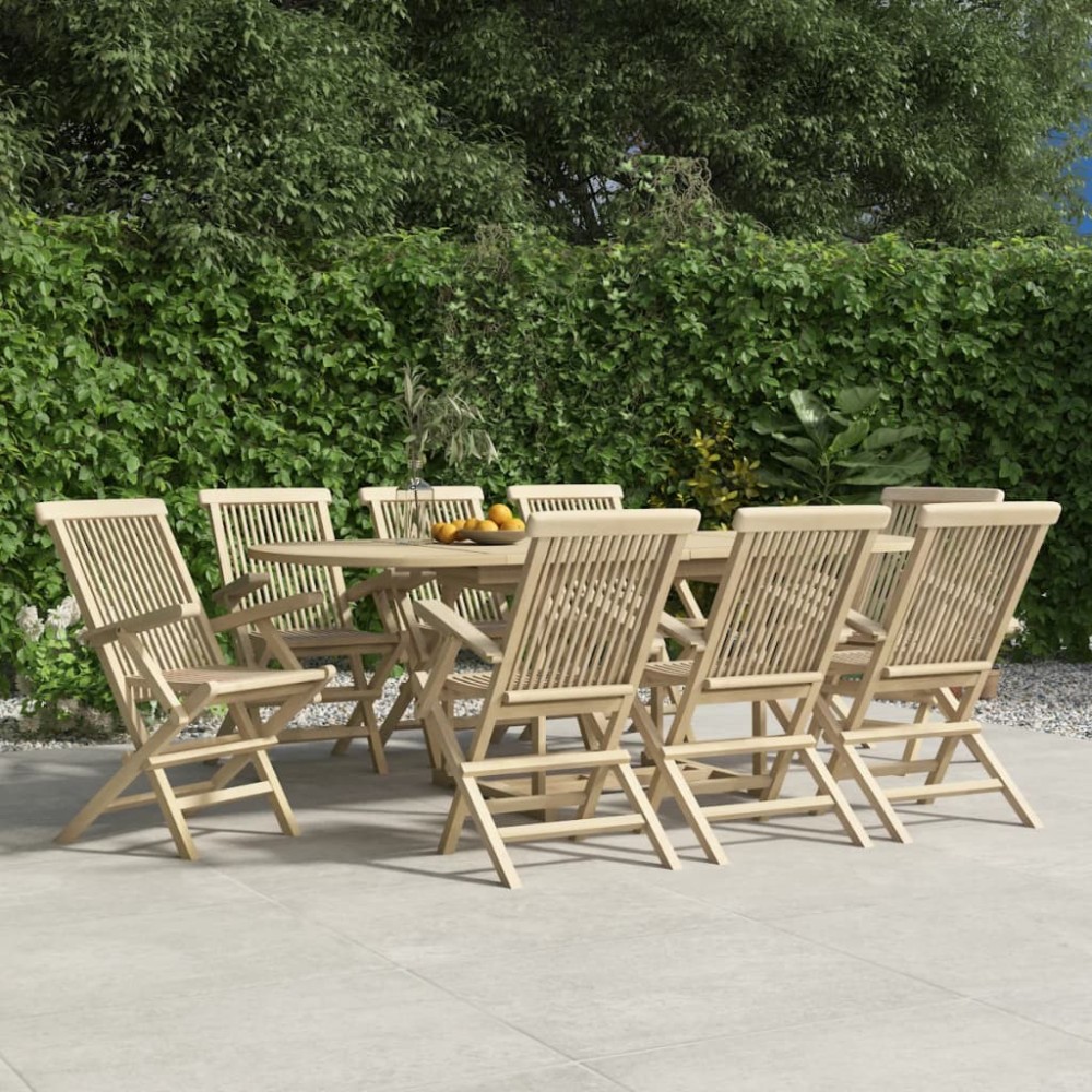 vidaXL Πτυσσόμενες Καρέκλες 8 τεμ. Γκρι 56x61x89 εκ. Μασίφ Ξύλο Teak