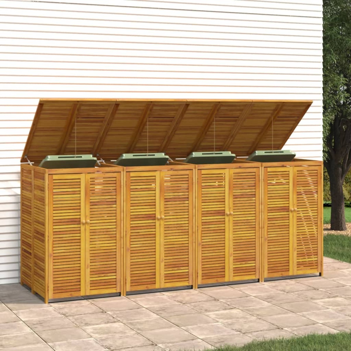 vidaXL Πλαίσιο Τετραπλού Κάδου Απορριμάτων 280x89x117 εκ. Μασίφ Ακακία