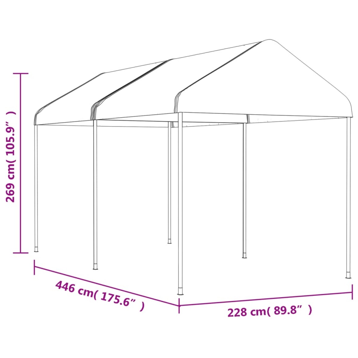 vidaXL Κιόσκι με Τέντα Λευκό 4,46 x 2,28 x 2,69 μ. από Πολυαιθυλένιο