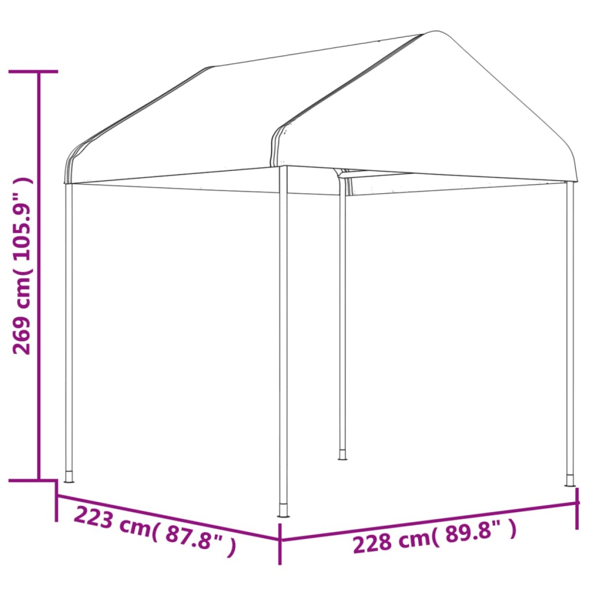 vidaXL Κιόσκι με Τέντα Λευκό 8,92 x 2,28 x 2,69 μ. από Πολυαιθυλένιο