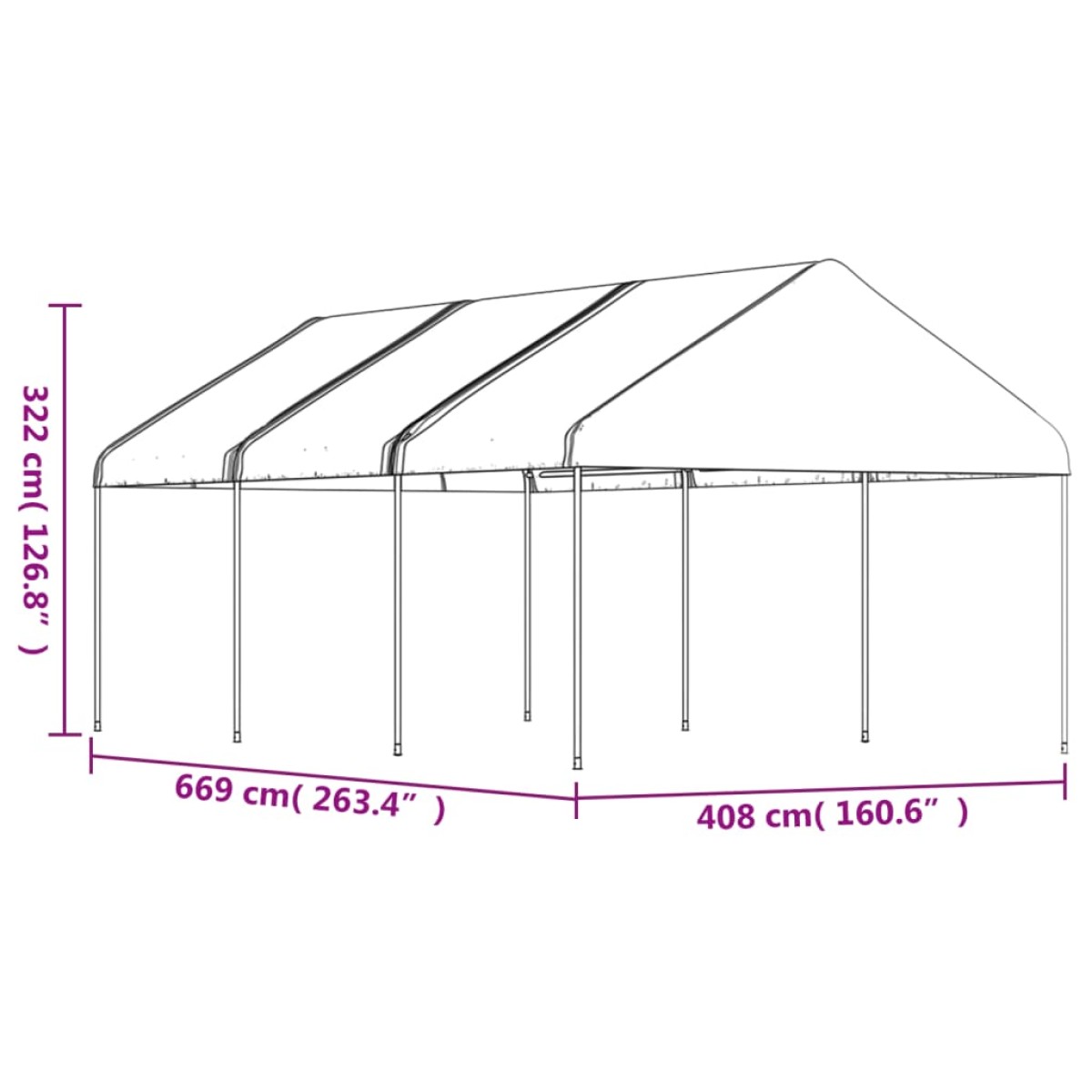 vidaXL Κιόσκι με Τέντα Λευκό 6,69 x 4,08 x 3,22 μ. από Πολυαιθυλένιο