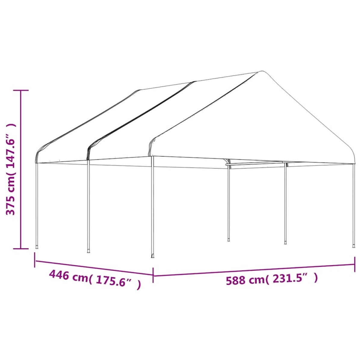 vidaXL Κιόσκι με Τέντα Λευκό 4,46 x 5,88 x 3,75 μ. από Πολυαιθυλένιο
