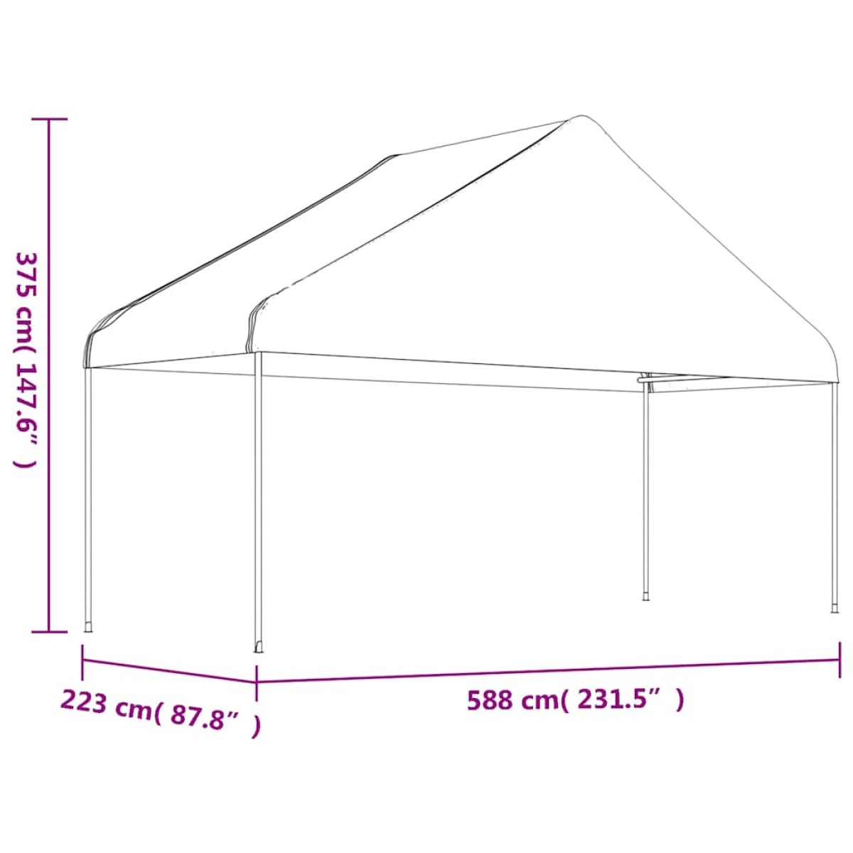 vidaXL Κιόσκι με Τέντα Λευκό 4,46 x 5,88 x 3,75 μ. από Πολυαιθυλένιο