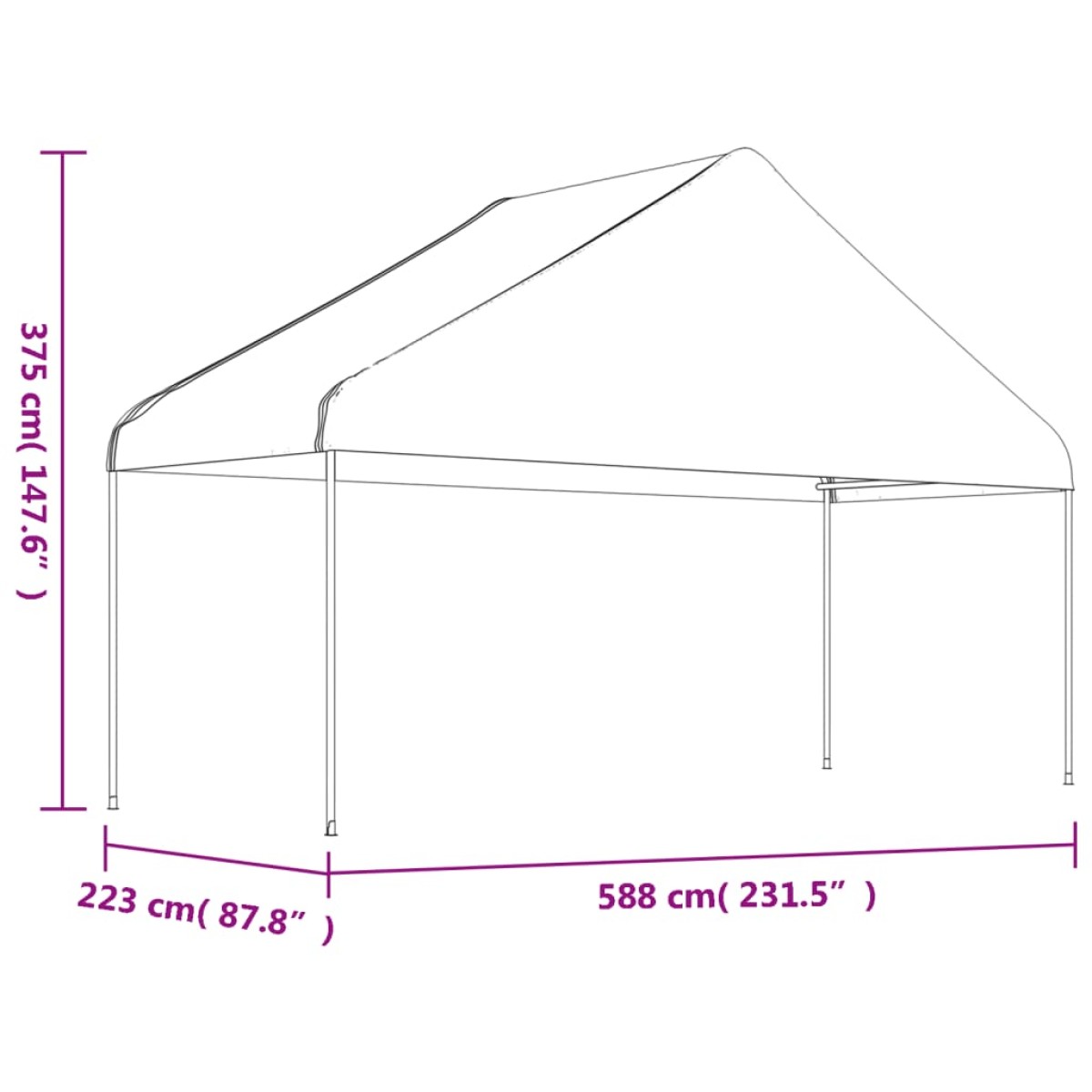 vidaXL Κιόσκι με Τέντα Λευκό 11,15 x 5,88 x 3,75 μ. από Πολυαιθυλένιο