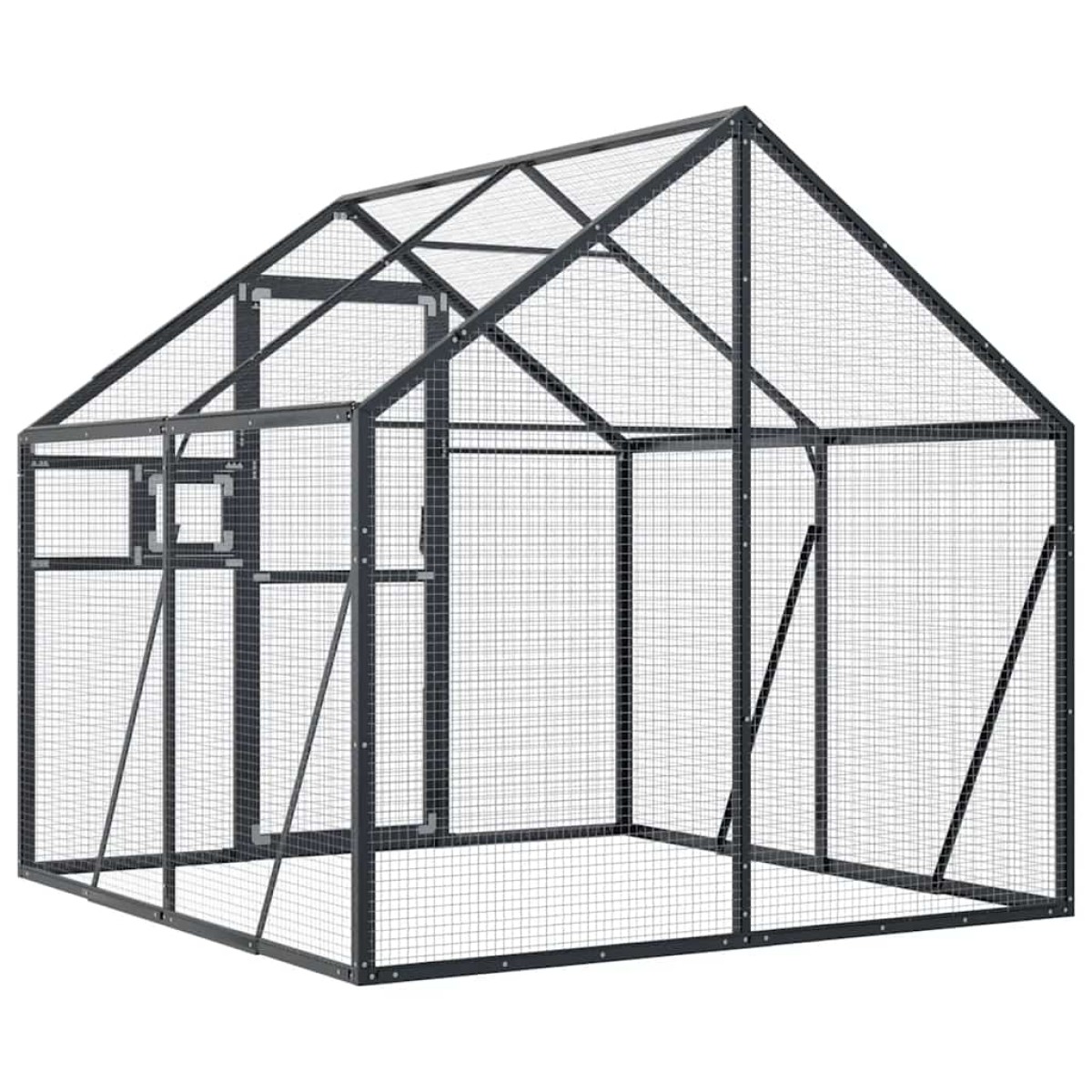 vidaXL Κλουβί Ανθρακί 1,79 x 2 x 1,85 μ. από Αλουμίνιο