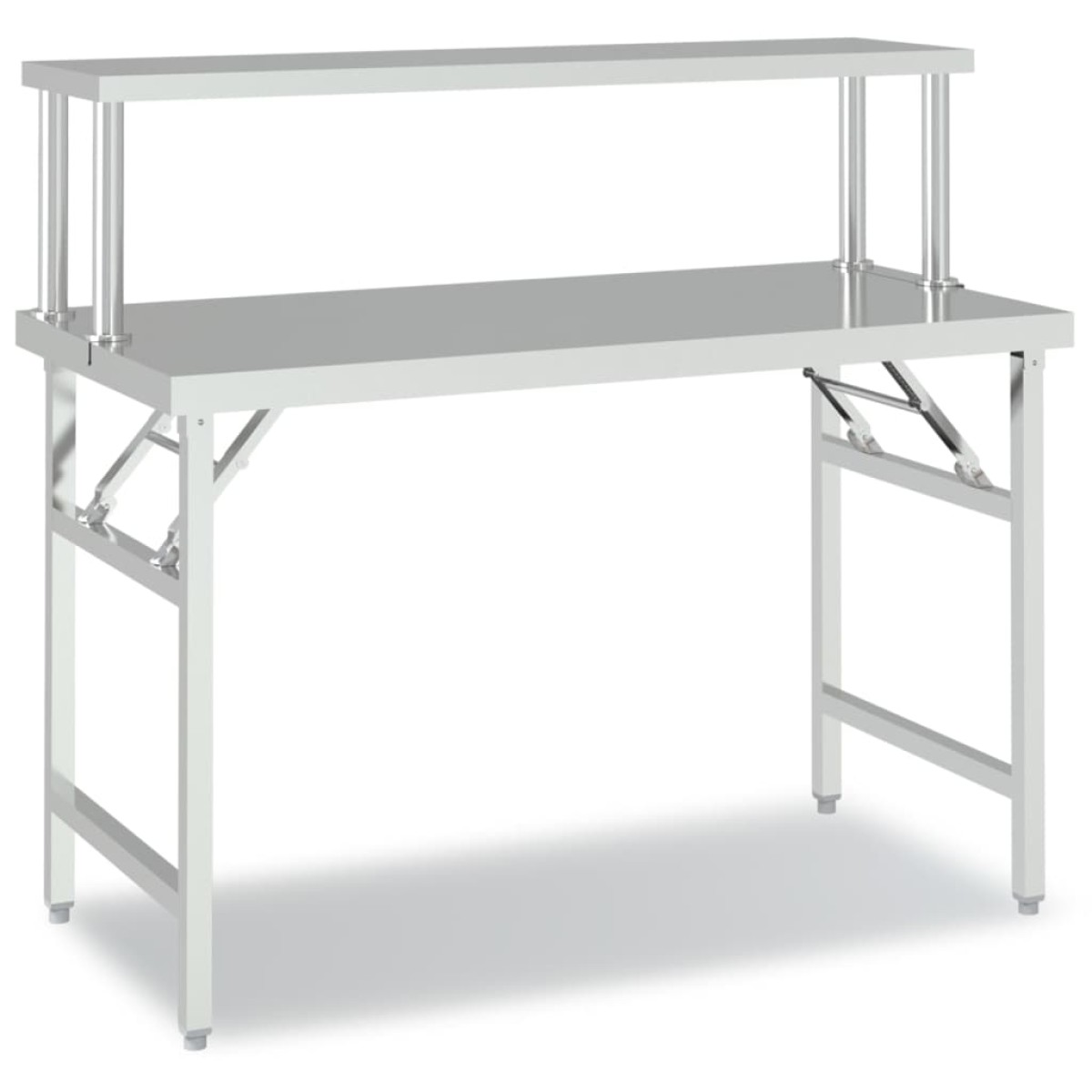 vidaXL Πάγκος Εργασίας Κουζίνας με Ράφι 120x60x115 εκ. Ανοξείδ. Ατσάλι