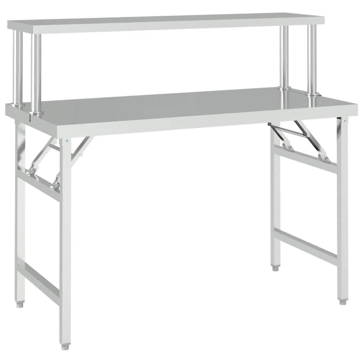 vidaXL Πάγκος Εργασίας Κουζίνας με Ράφι 120x60x115 εκ. Ανοξείδ. Ατσάλι