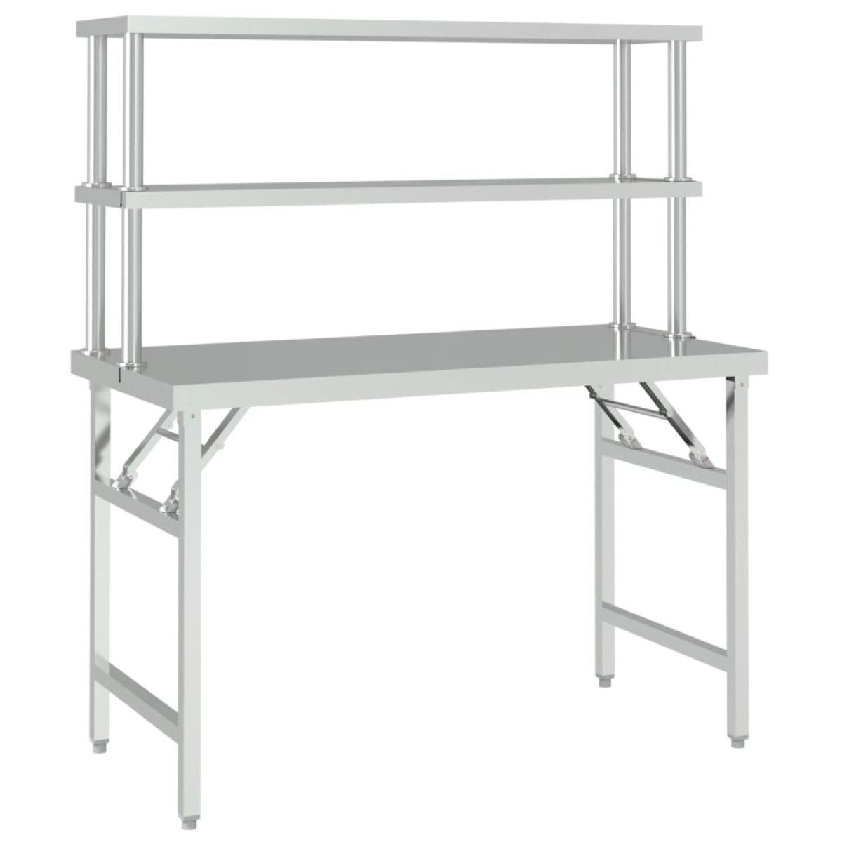vidaXL Πάγκος Εργασίας Κουζίνας με Ράφι 120x60x145 εκ. Ανοξείδ. Ατσάλι