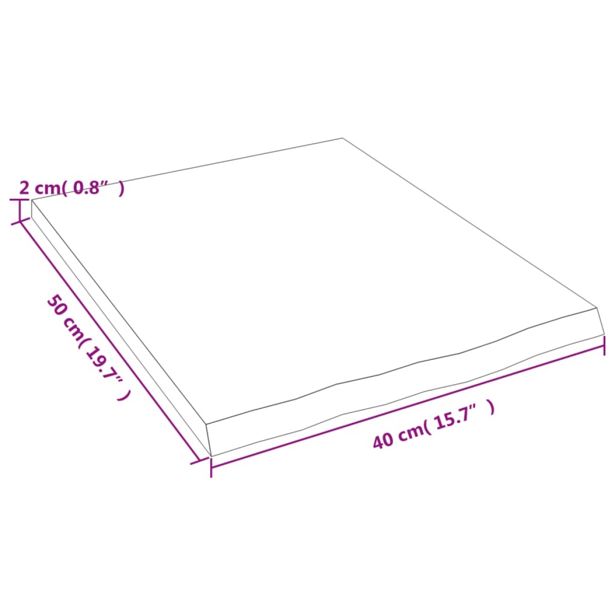 vidaXL Πάγκος Μπάνιου 40x50x2 εκ. Ακατέργαστο Μασίφ Ξύλο