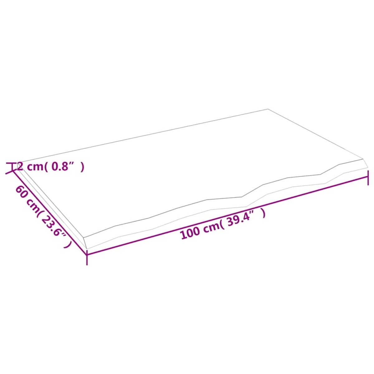 vidaXL Πάγκος Μπάνιου 100 x 60 x 2 εκ. από Ακατέργαστο Μασίφ Ξύλο