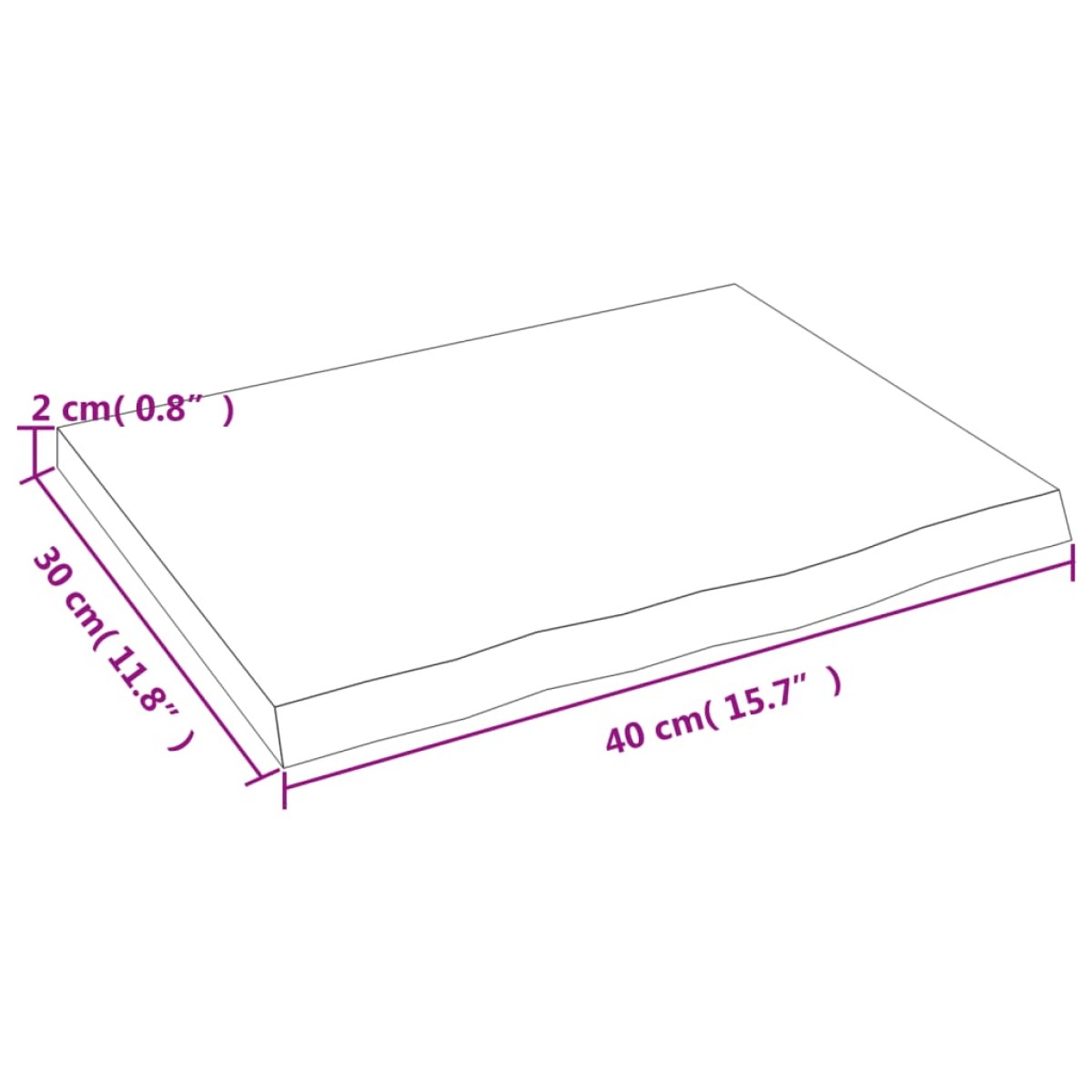 vidaXL Πάγκος Μπάνιου Αν. Καφέ 40x30x2 εκ. Επεξεργ. Μασίφ Ξύλο