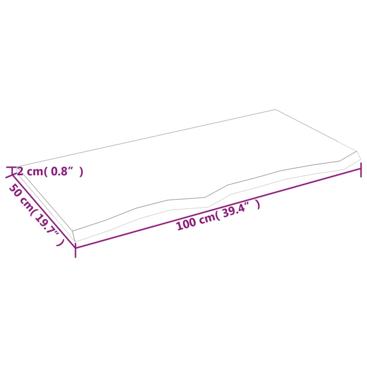 vidaXL Πάγκος Μπάνιου Αν. Καφέ 100 x 50 x 2 εκ. Επεξεργ. Μασίφ Ξύλο
