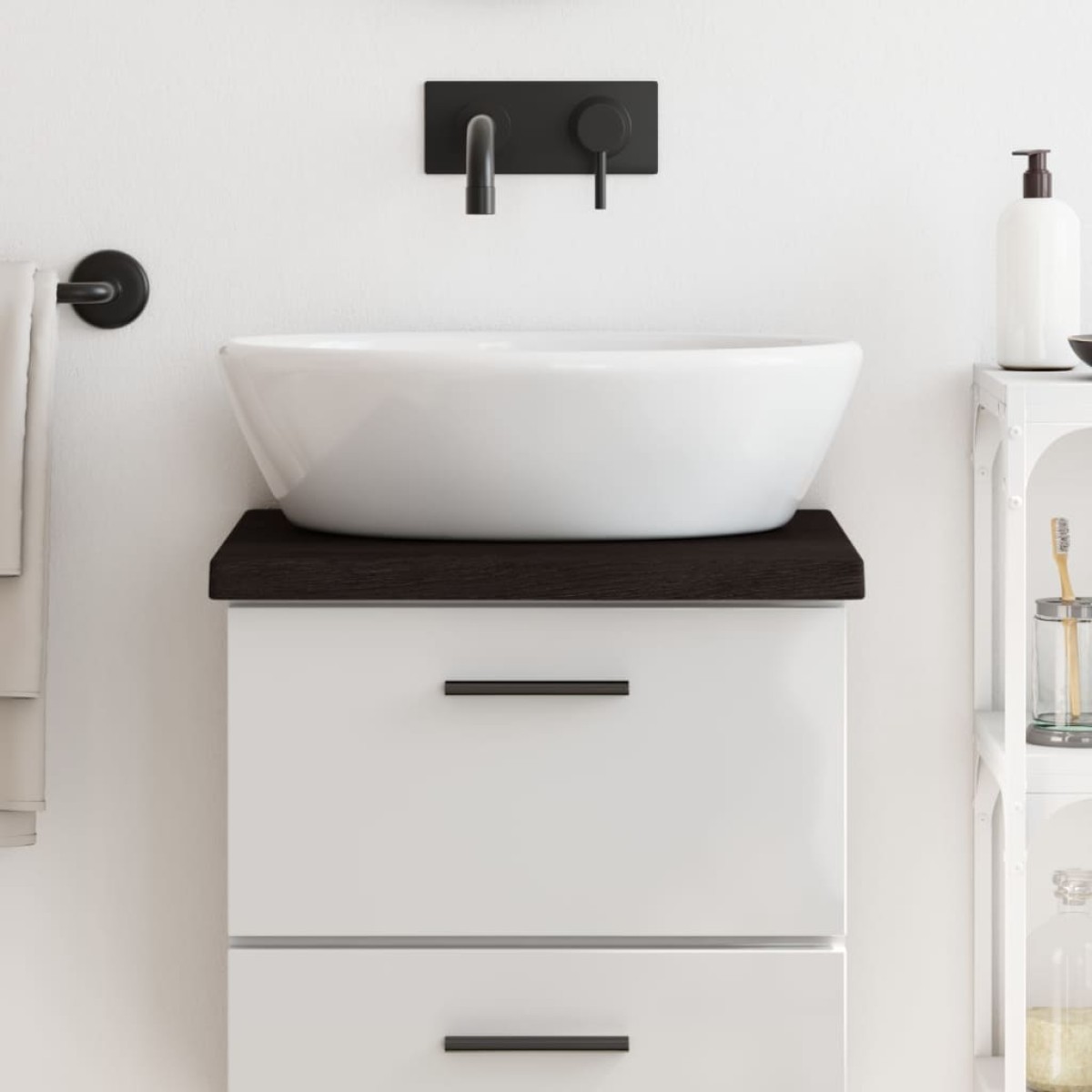 vidaXL Πάγκος Μπάνιου Σκ. Γκρι 40x40x(2-4) εκ. Επεξ. Μασίφ Ξύλο