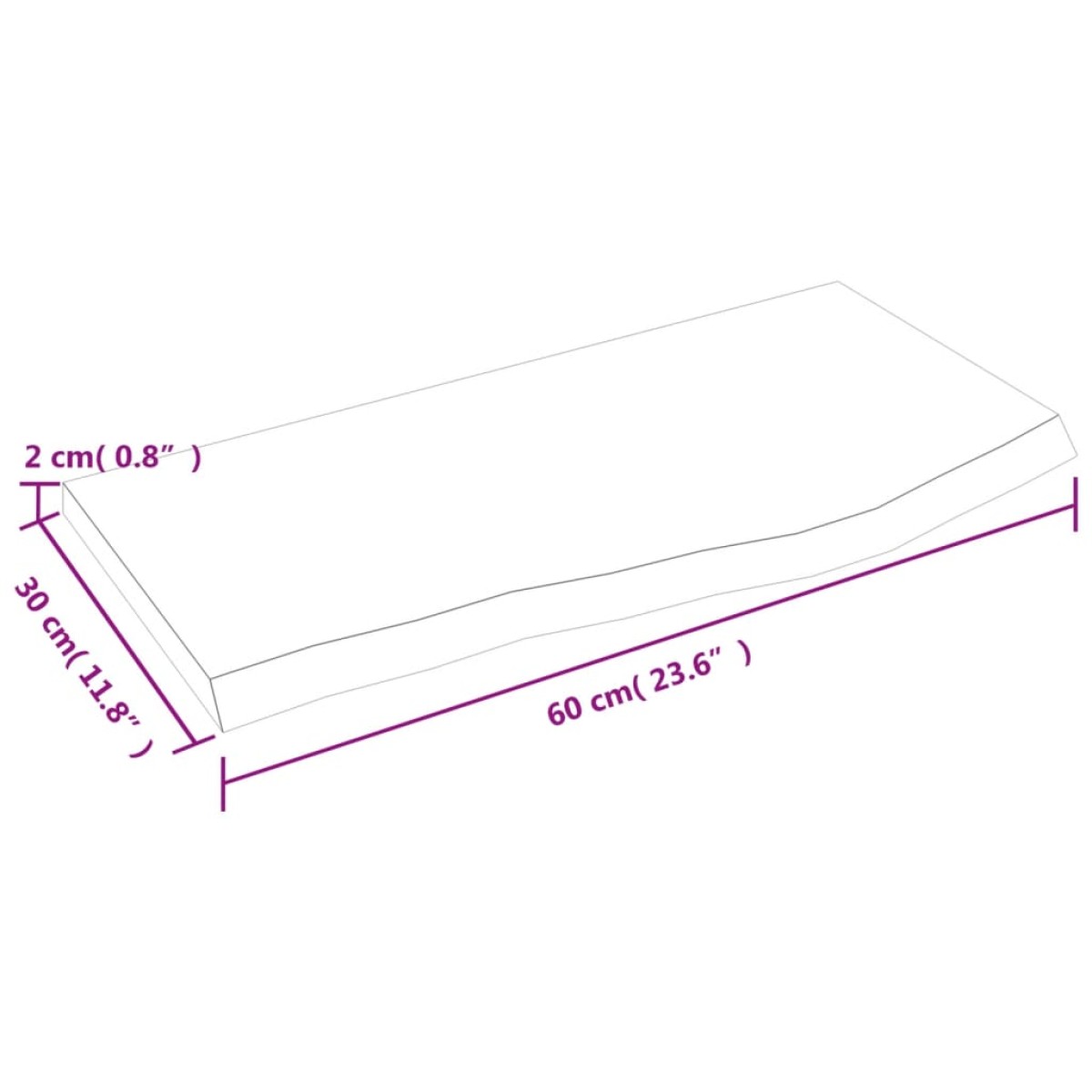 vidaXL Πάγκος Μπάνιου Σκούρο Γκρι 60x30x2 εκ. Επεξεργ. Μασίφ Ξύλο