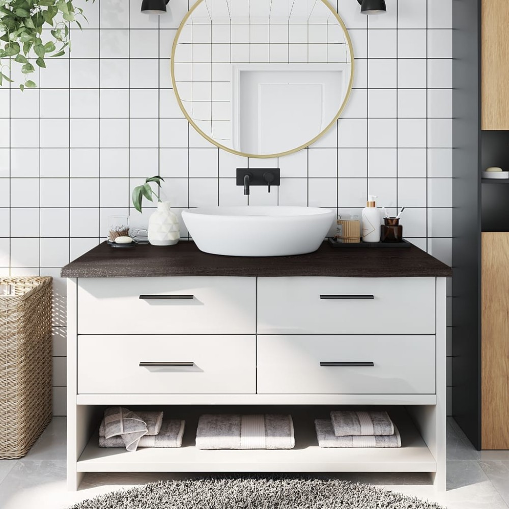 vidaXL Πάγκος Μπάνιου Σκούρο Καφέ 100x50x(2-4) εκ. Επεξεργ. Μασίφ Ξύλο