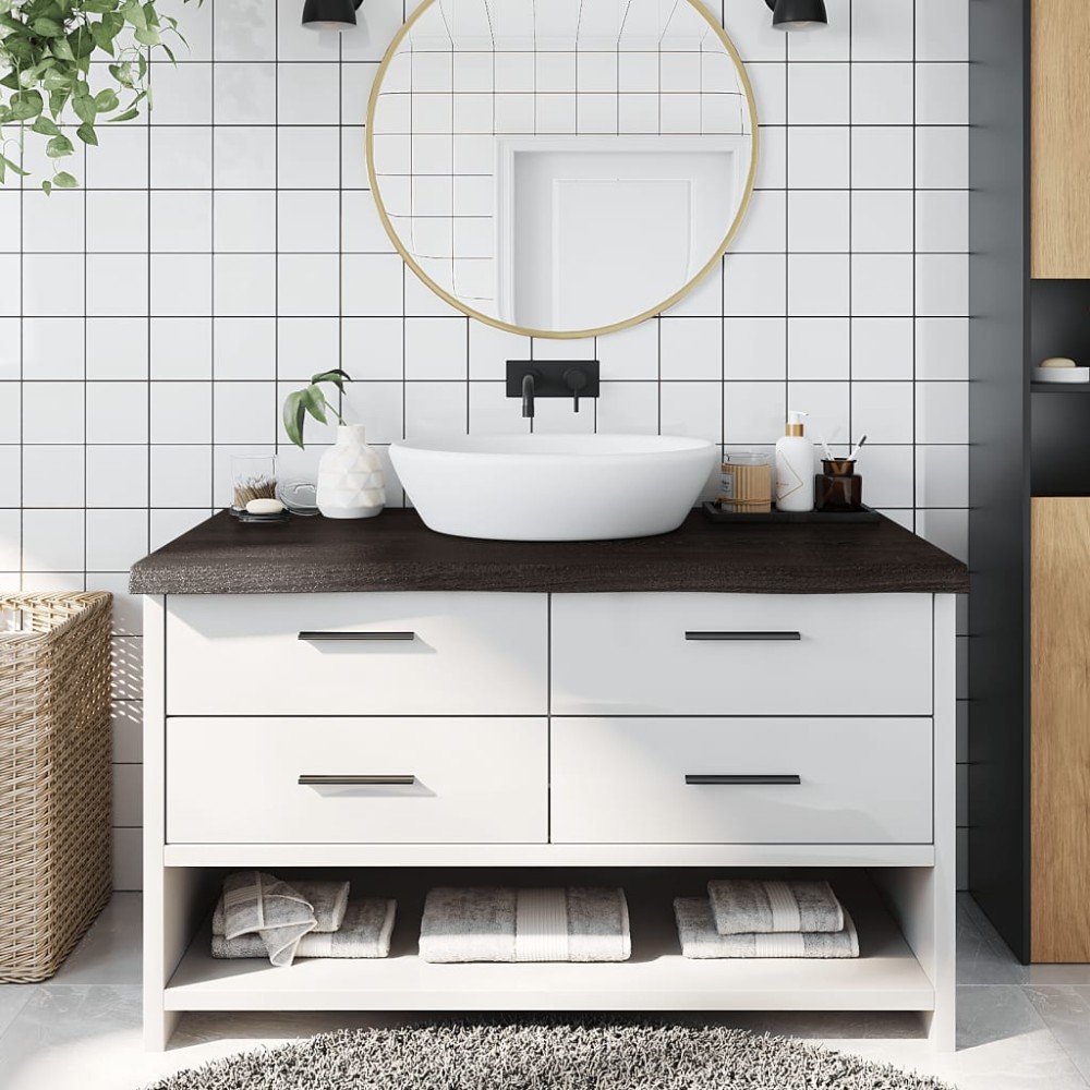 vidaXL Πάγκος Μπάνιου Σκούρο Καφέ 100x50x(2-6) εκ. Επεξεργ. Μασίφ Ξύλο