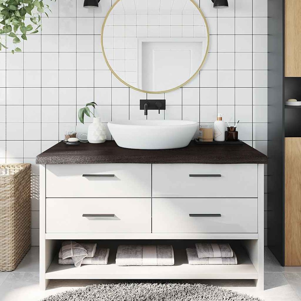 vidaXL Πάγκος Μπάνιου Σκούρο Καφέ 100x60x(2-6) εκ. Επεξεργ. Μασίφ Ξύλο