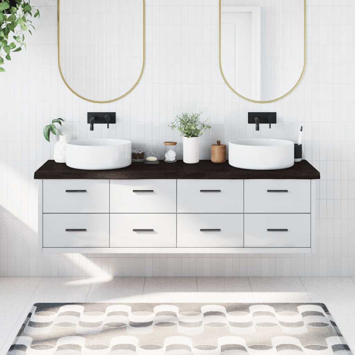 vidaXL Πάγκος Μπάνιου Σκούρο Γκρι 180x60x6 εκ. Επεξεργ. Μασίφ Ξύλο