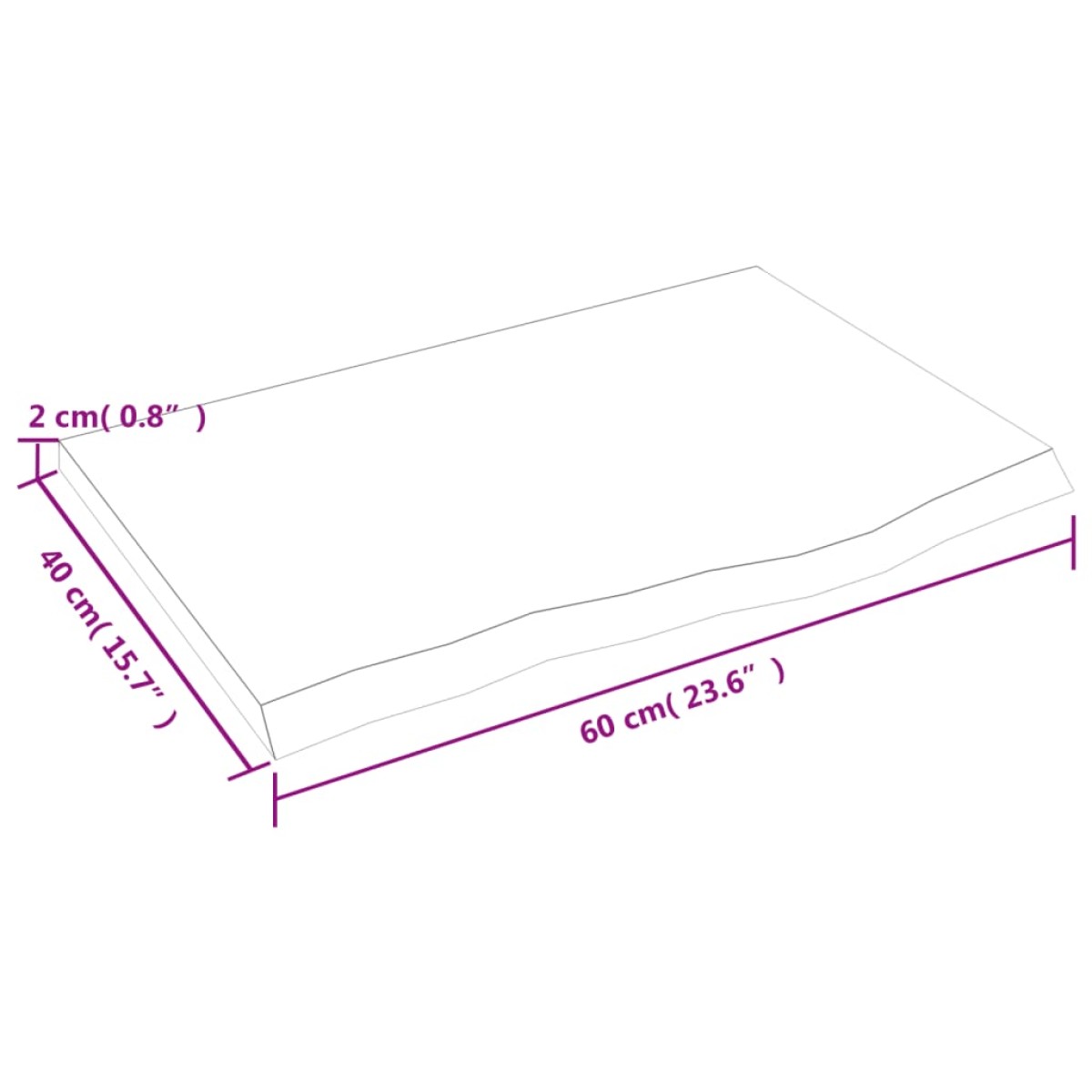 vidaXL Επιφάνεια Τραπεζιού 60 x 40 x 2 εκ Ακατέργαστο Μασίφ Ξύλο Δρυός