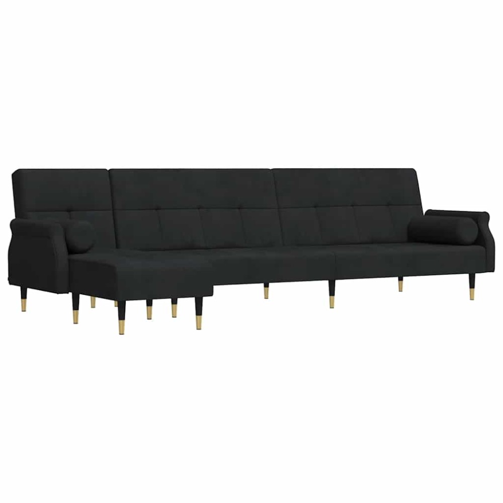 vidaXL Καναπές Κρεβάτι Γωνιακός Μαύρος 271 x 140 x 70 εκ. Βελούδινος